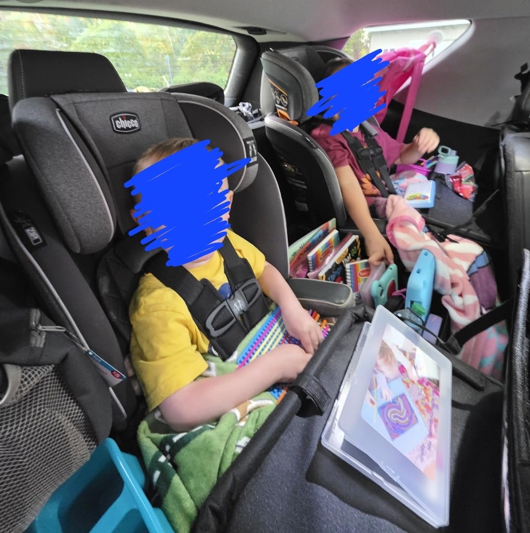 YOHOOLYO Car Seat Organizer Backseat Car Organizer with 4 Compartments, 4 Cup Holders and 7 Mesh Pockets for Front and Rear Seat, Black customer photo 1