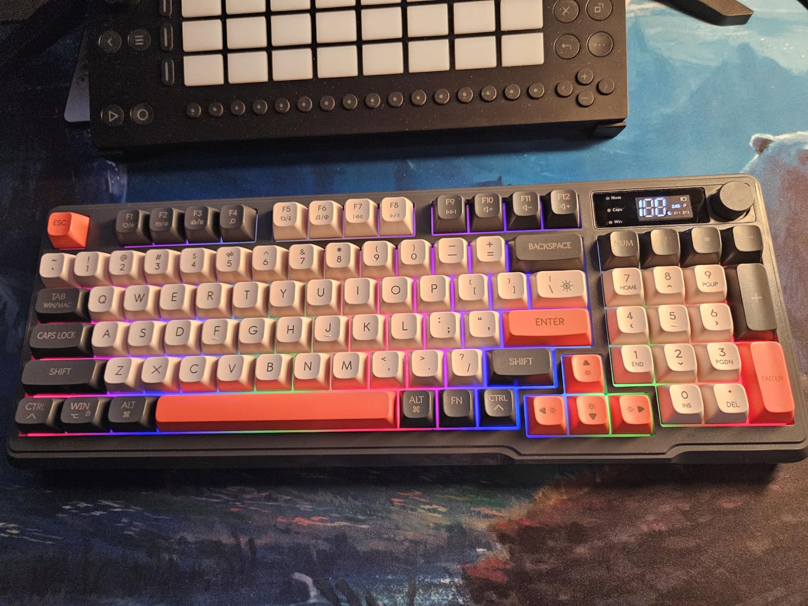 LexonElec M96 Wireless Gaming Keyboard, Knob Control Bluetooth/2.4G Wireless Mechanical Feeling Keyboard, RGB LED Backlit with Display Screen, PBT Keycap, 94-Key Layout for Win/Mac customer photo 1