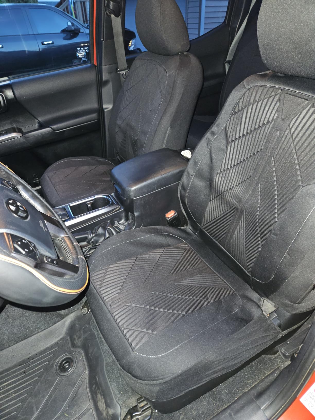 CAR PASS Waterproof Car seat covers Front Seats covers Neoprene Wetsuit, All-Weather Non-Slip Durable, Universal Fit for SUV Sedans Trucks Vans Automotive, Armrest Airbag Compatible, 3D Emboss 2 Black customer photo 2