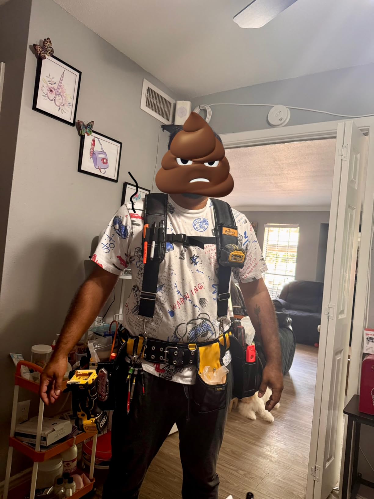 Comfortable Tough Thick 7-Piece Tool Belt with Suspenders 32 Pockets and Loops, 1680D Denier Fabric Heavy Duty Tool Belts with Carry Handles, Fits Waists 36-49In, Black and Yellow customer photo 1