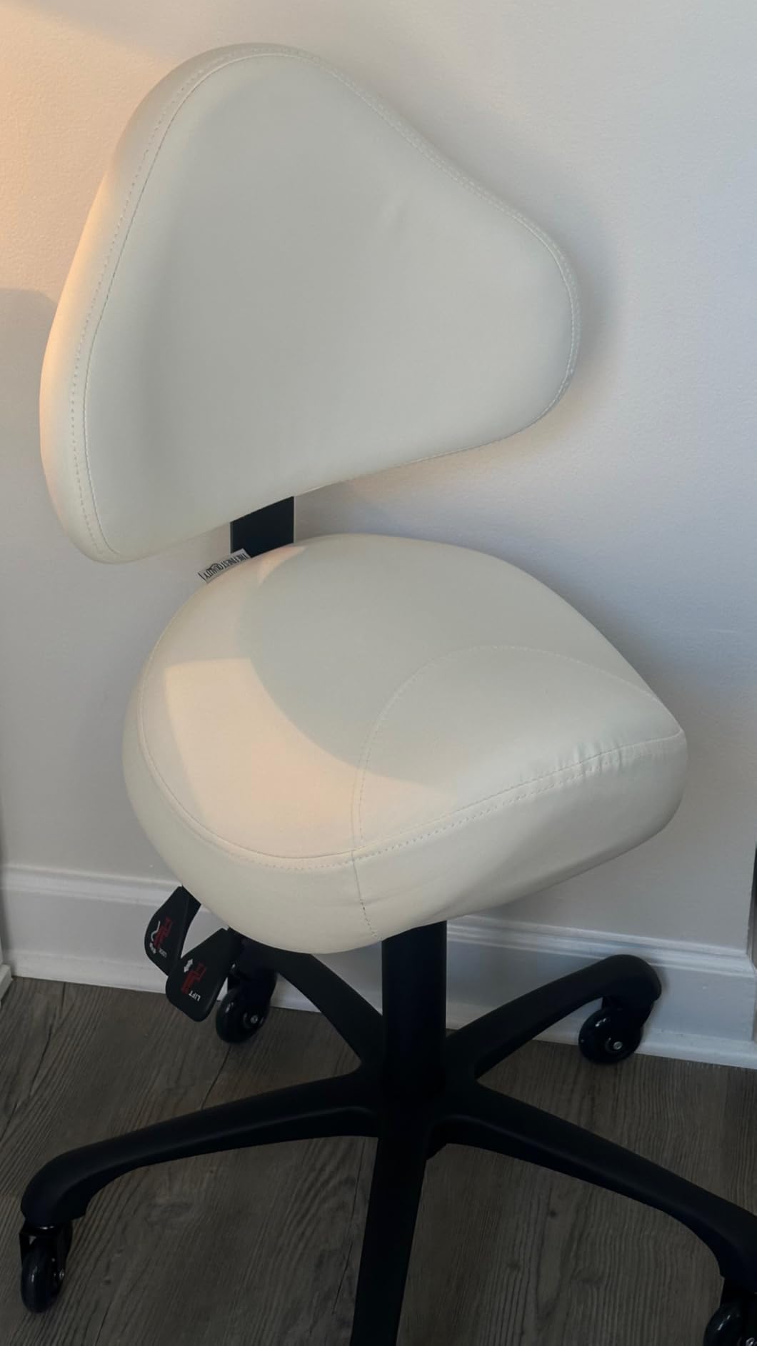 Pneumatic Swivel Rolling Saddle Chair with Wheels and Ergonomic Back Support for Hair Stylist, Dental Hygienist, Hygienic Clinic, Spa, Massage, Home, Office - 510 KOA (Tan, Standard) customer photo 1