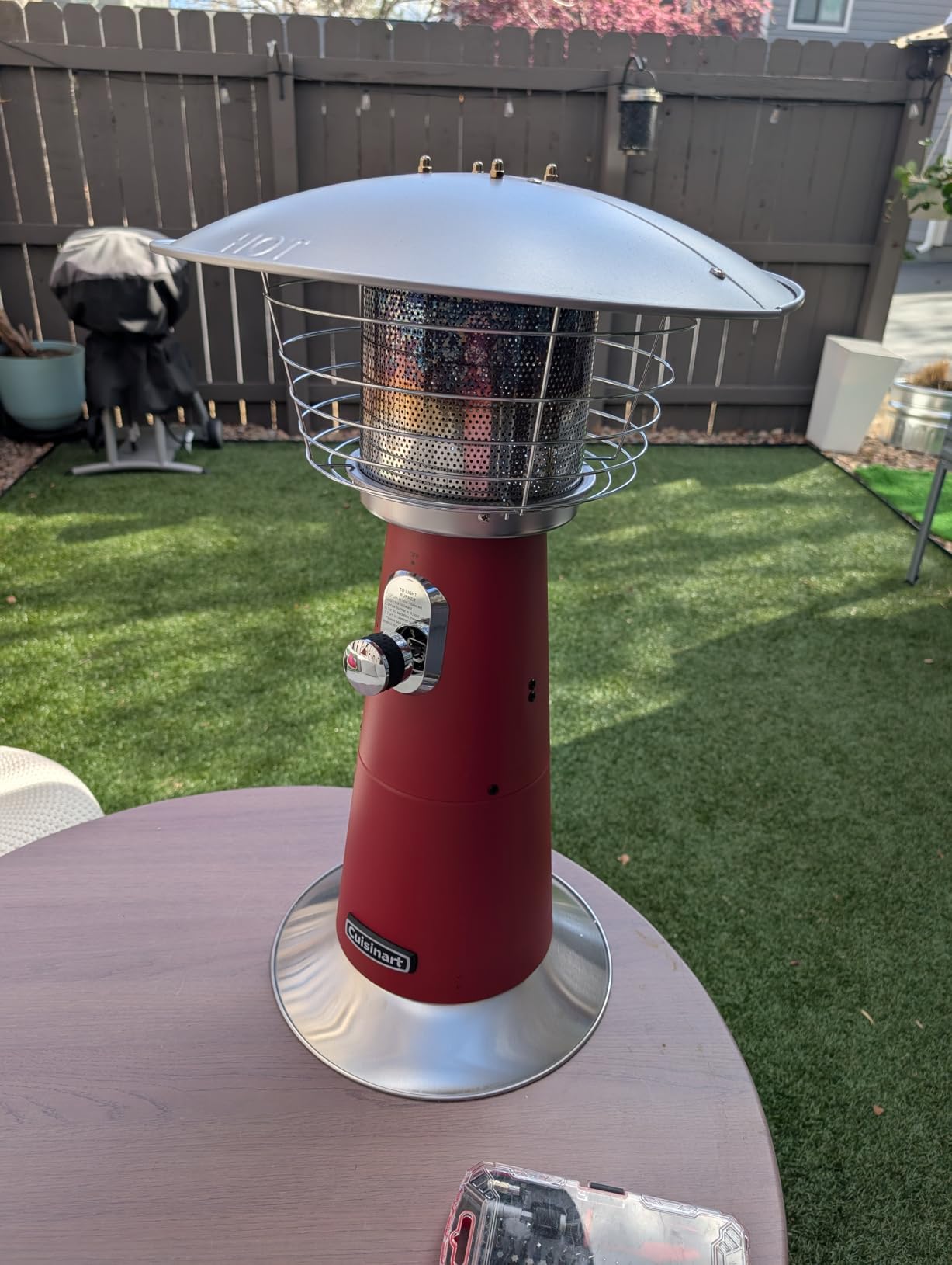 Cuisinart Portable Tabletop Patio Heater, 11,000 BTU Outdoor Propane Heater with Safety Tilt Switch and Adjustable Heat, Burner Screen Guard, 30 sq. Foot Heat Range, Gray customer photo 1