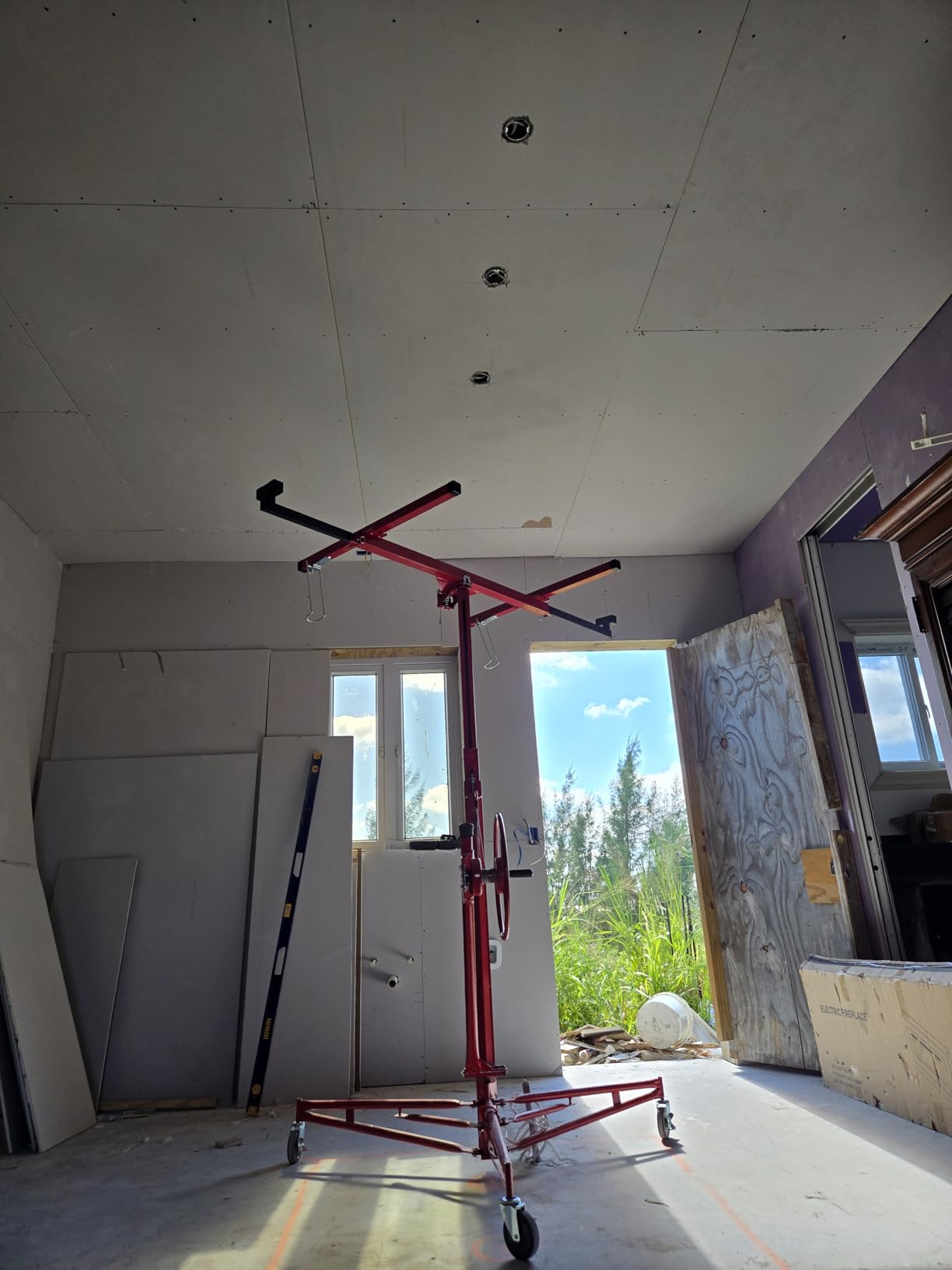 Rovibek Drywall Lift 11 FT, Sheetrock Lift Drywall Lift for Ceiling, Drywall Panel Hoist 360 Degree Adjustable Foldable, 150 lbs Heavy Duty Drywall Lifter for Home Improvement customer photo 1