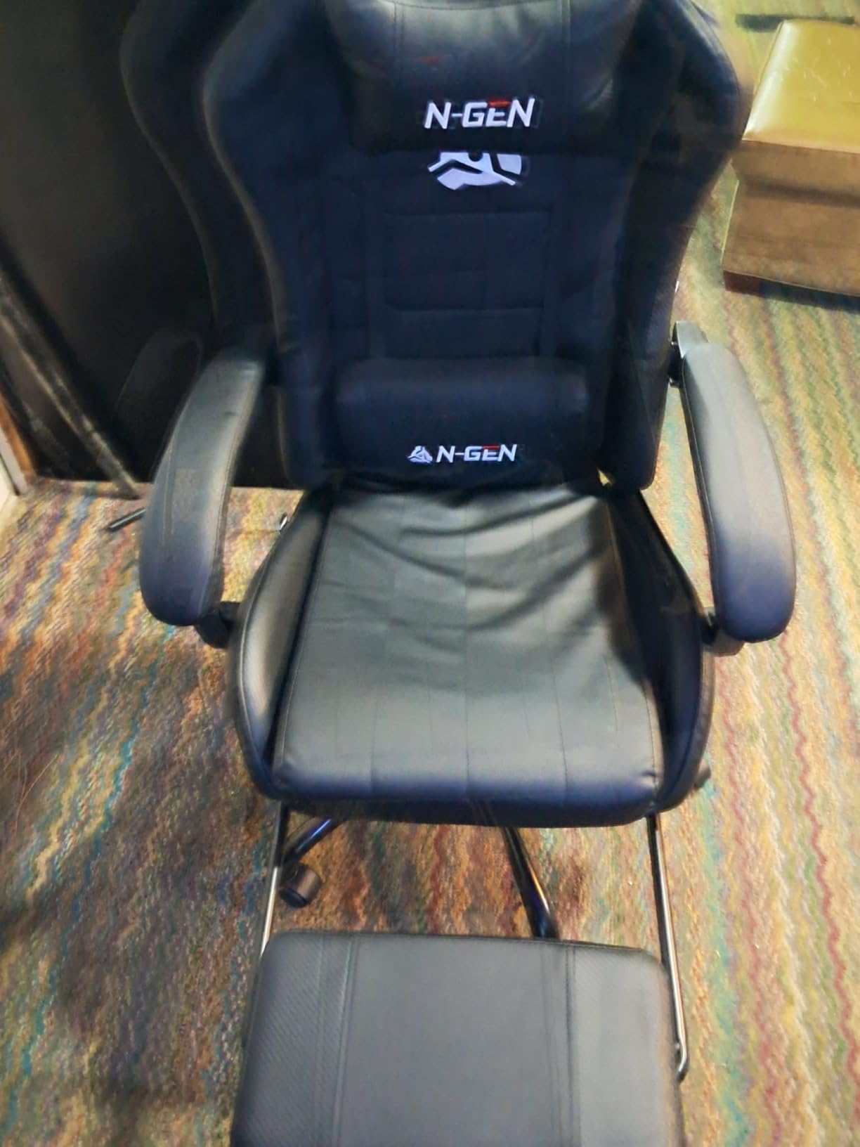 N-GEN GAMING Video Gaming Chair with Footrest Lumbar Support for Home Office High Back Recliner Height Adjustable Ergonomic Comfy Leather Computer Desk Chair (White) customer photo 2