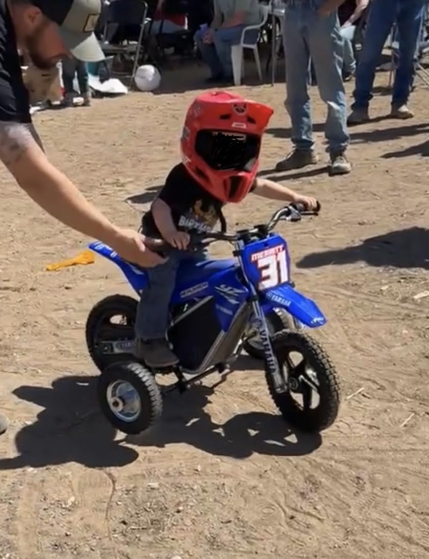 AIII 36V Electric Dirt Bike for Kids 5-10, High Performance 350W Racing Grade Motorcycle, Up to 18.6MPH, 3 Speed Settings, 14-Inch Off-Road Tires, Dual Disc Brakes & Advanced Shock Absorption, Blue customer photo 1