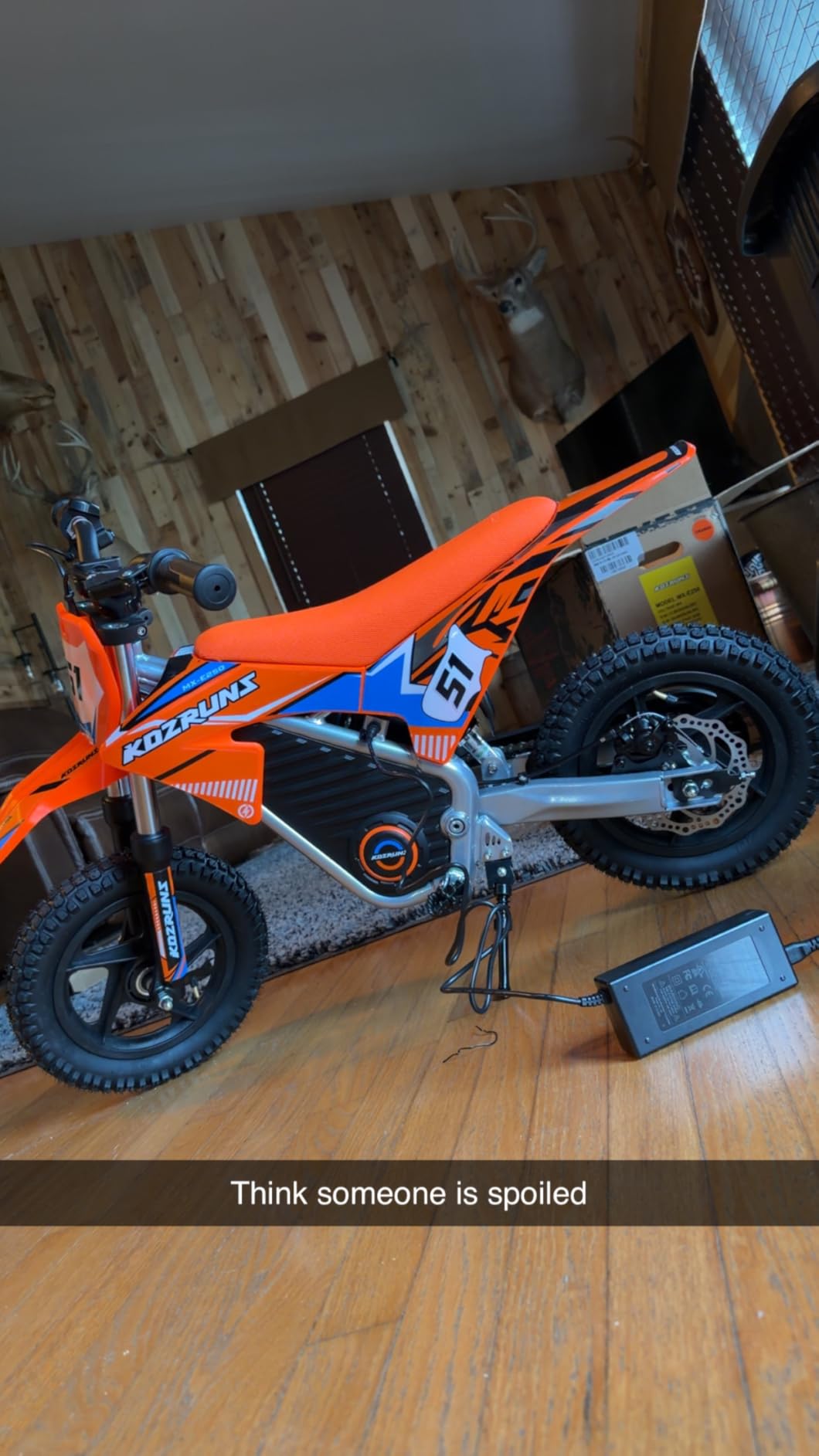 AIII 36V Electric Dirt Bike for Kids 5-10, High Performance 350W Racing Grade Motorcycle, Up to 18.6MPH, 3 Speed Settings, 14-Inch Off-Road Tires, Dual Disc Brakes & Advanced Shock Absorption, Blue customer photo 2