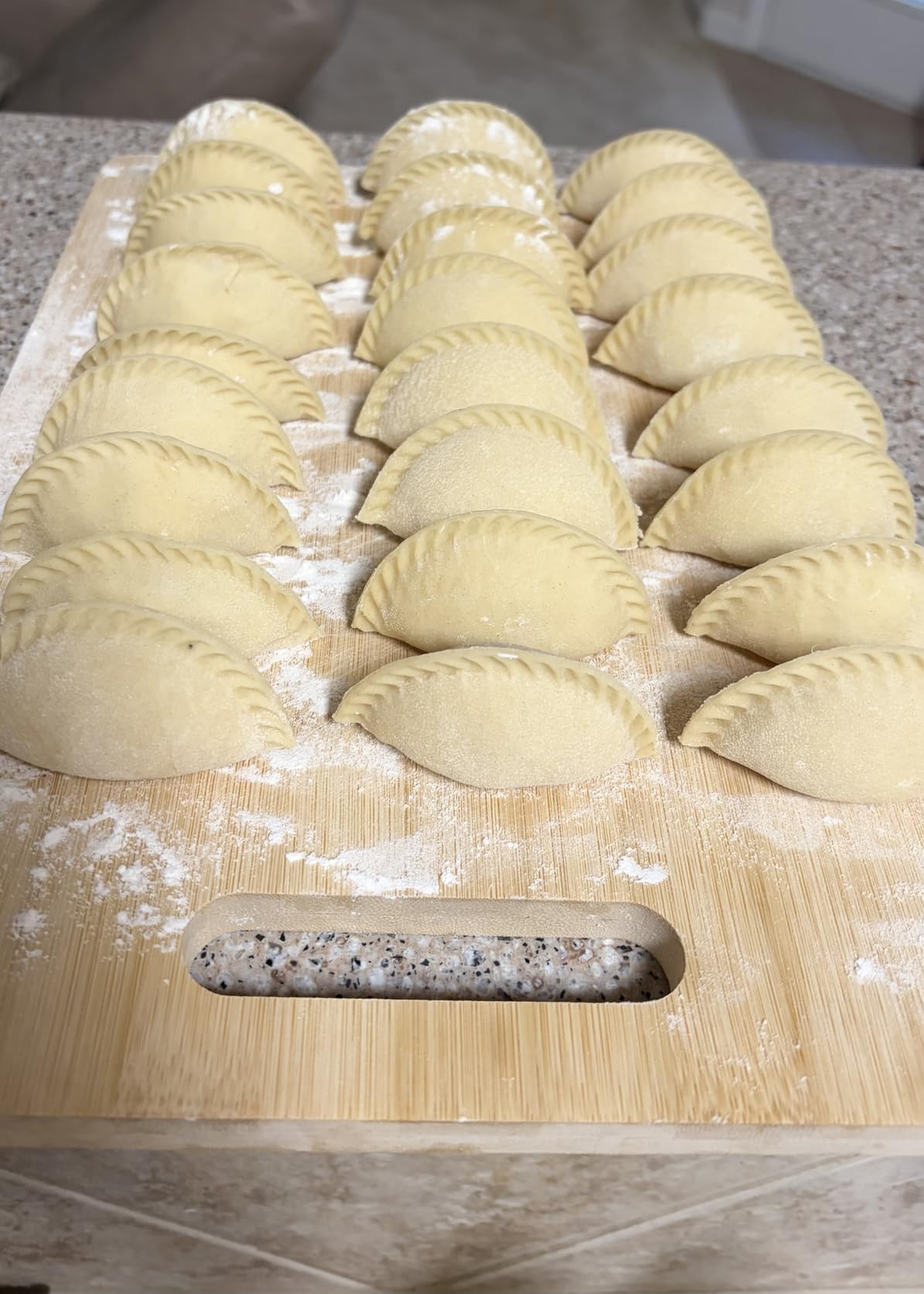 7 Piece Dumpling Maker Kit - All-in-One Empanada Maker Set with Press Molds & Ring Cutters, BPA-Free Kitchen Accessories for Home Cooking, Family/Friends Fun Gift (Beige) customer photo 2