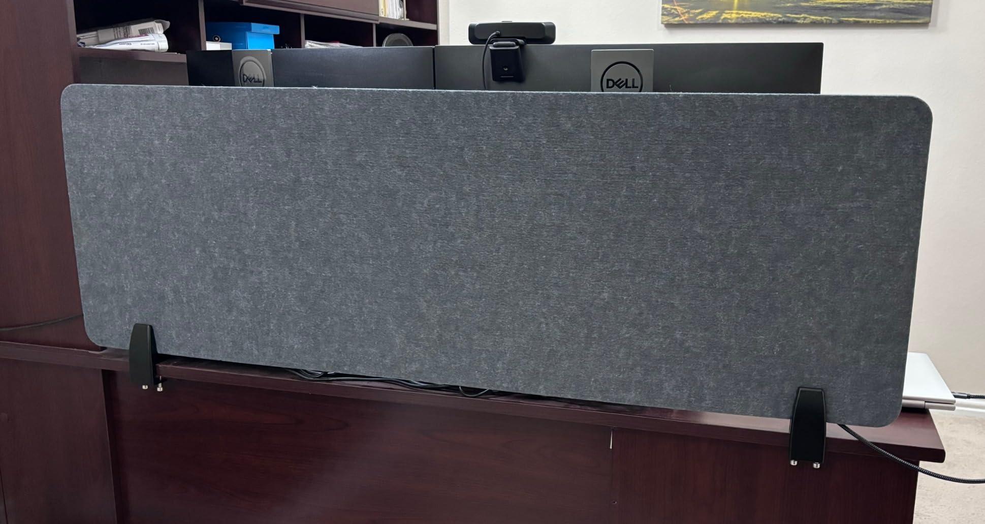 Wesiti 2 Pcs Acoustic Desk Divider Noise Reducing Desk Privacy Panel for Student Table Standing Sound Proof Divider Desktop Claw Office Furniture Partition for Classroom (Black, 47.24 x 15.75 Inches) customer photo 2