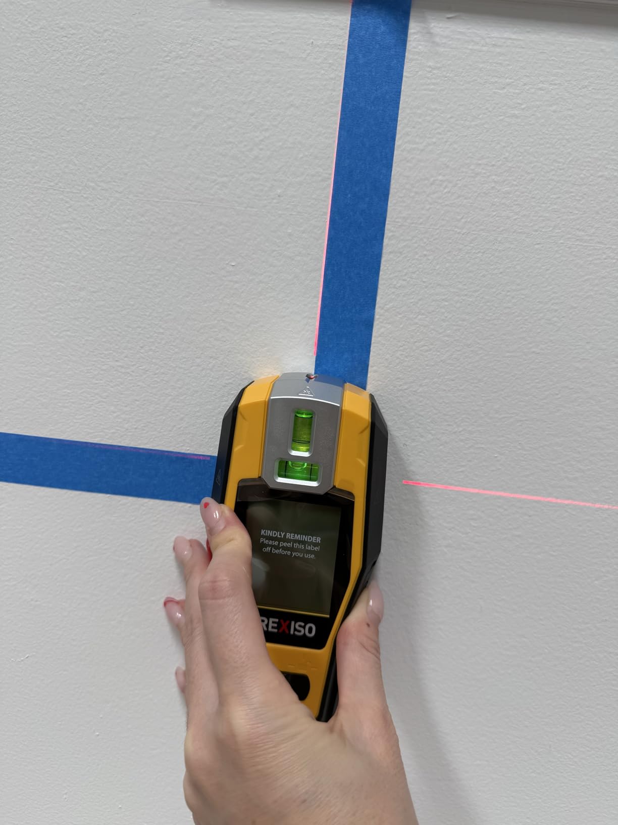 PREXISO 2-in-1 Stud Finder with Laser Level, Rechargeable Multi Surface Cross Line Laser & Wall Stud Scanners Tool for Hanging Frames & Picture, Wood Ac Wire Metal Studs Joist Pipe Detection customer photo 2