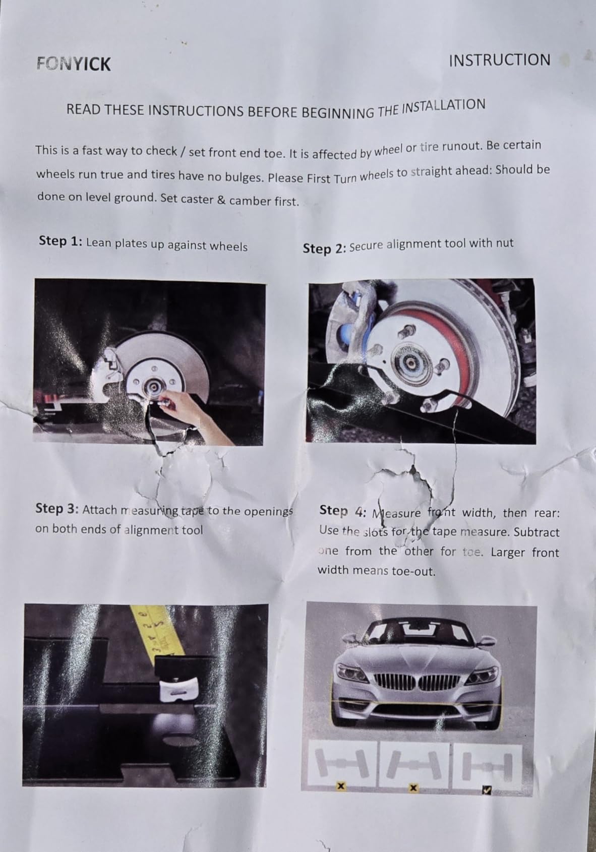 One-Piece Wheel Alignment Tool Plates (Zero Play), Toe Alignment Plates w/Two 5m Heavy Duty Tape Measures, Car Front End Alignment Tool, No Assembly - Eliminate Splicing Errors, Silver customer photo 2