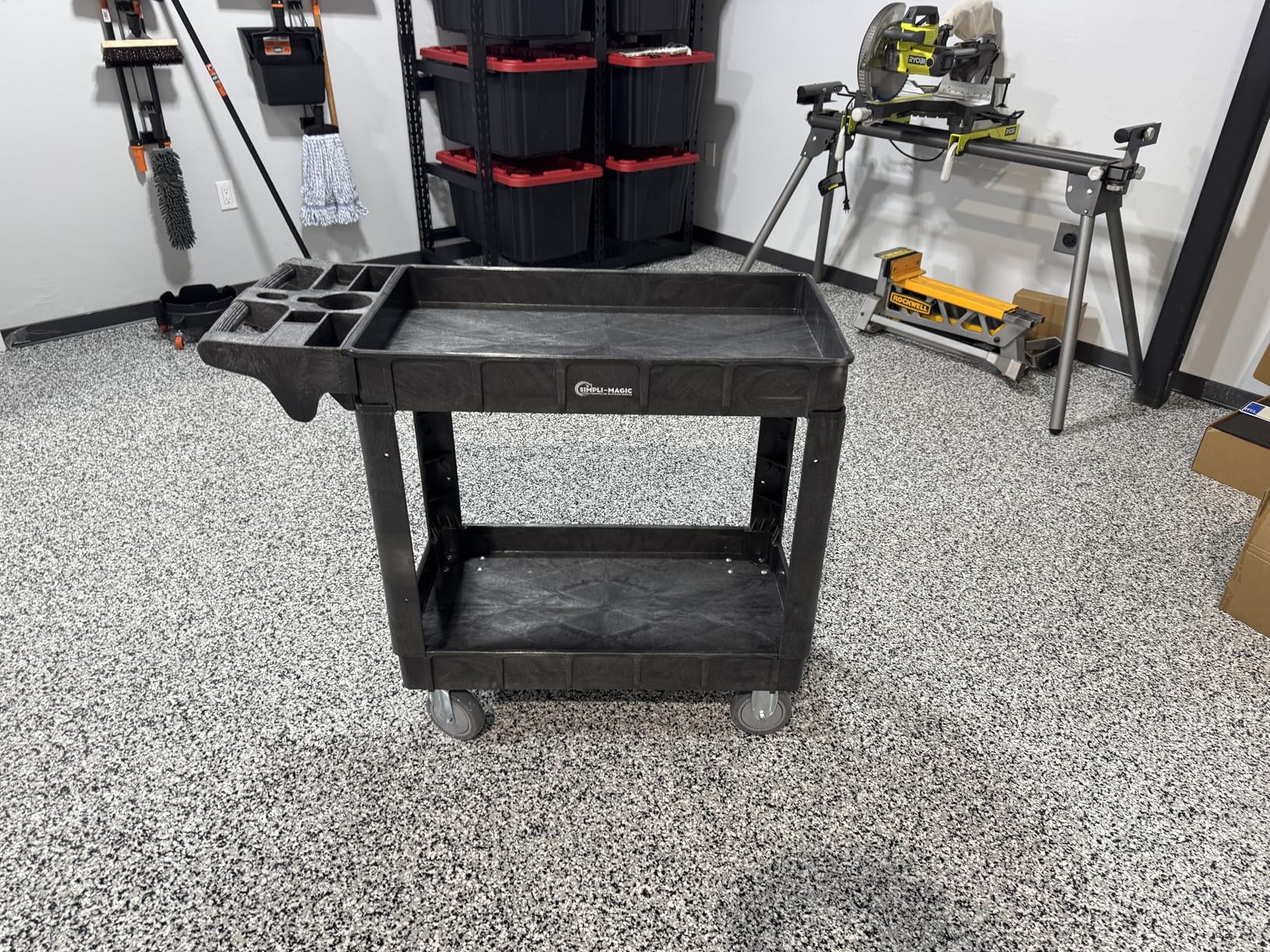 Simpli-Magic Rolling Utility Cart on Wheels, Heavy Duty with Ergonomic Handle, Deep Shelfs for Garage, Warehouse, Workshop, 600-Pound Capacity customer photo 2