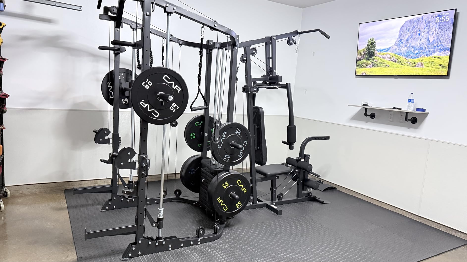 GMWD Dual-Station Smith Machine Power Cage, All-in-One Home Gym Workout Station with 121LB Weight Stacks & Cable Crossover, Professional Functional Trainer customer photo 2