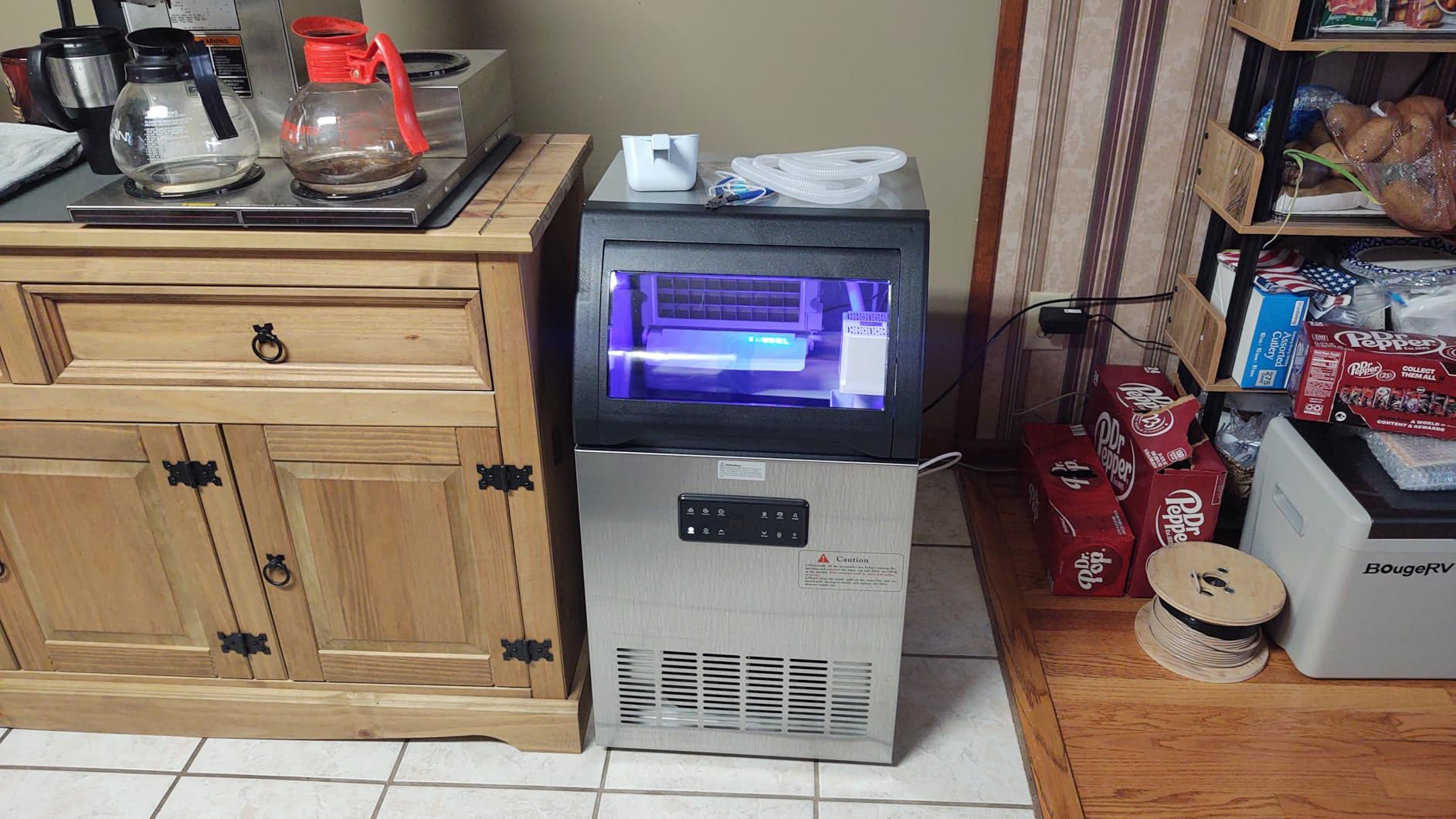EUHOMY Commercial Ice Maker, 120lbs/24H, Stainless Steel Under Counter Ice Machine with Water Filter, 33lbs Storage Bin, 45 Cubes in 8-12 Mins, Freestanding Ice Cube Maker for Home/Bar/Cafe/Restaurant customer photo 1