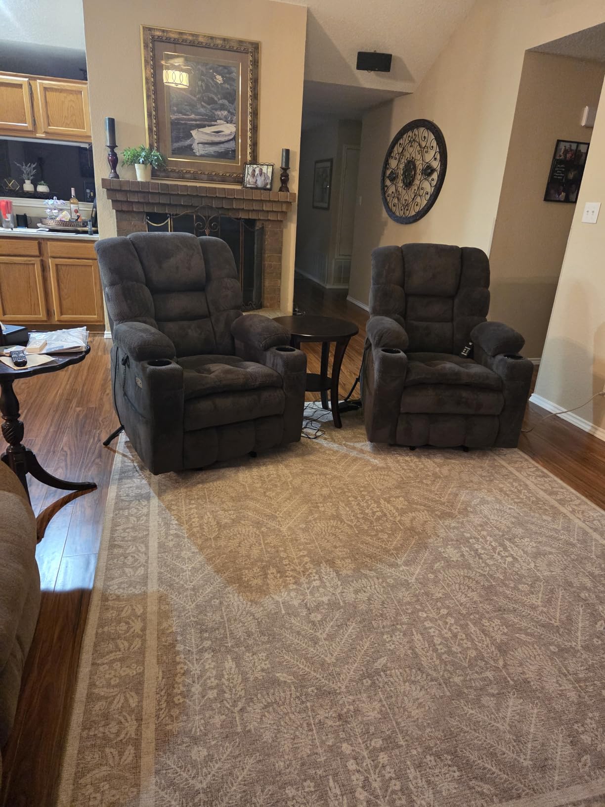 MCombo Big Man Power Lay Flat Lift Chair, Oversized Triple Motor Power Lift Recliner with Massage & Dual Heating, Adjustable Headrest, Fabric R7635 (Navy Blue, Large-Oversize) customer photo 1