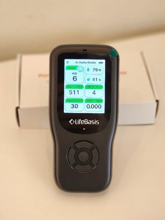 LifeBasis Air Quality Monitor Indoor, 11-in-1 Air Quality Detector with Stand, Air Meter Test AQI, PM1.0, PM2.5, PM10, CO2, TVOC, HCHO, Particles, Temperature and Humidity with Alert customer photo 1