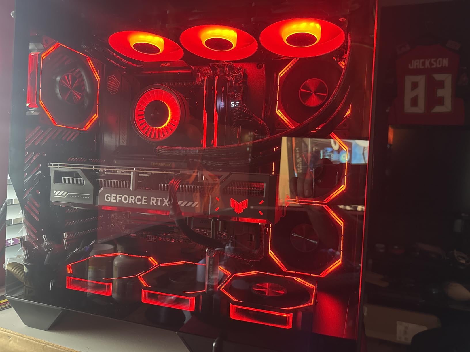 darkFlash Full-Tower ATX Gaming PC Case, Back Plug-in Motherboard, Vertical GPU Mounting, Dual-Chamber, Panoramic Glass, Up to 2 x 360mm Radiators, RTX 40 Compatible (DY470) - 4 PWM ARGB Fans, Black customer photo 2