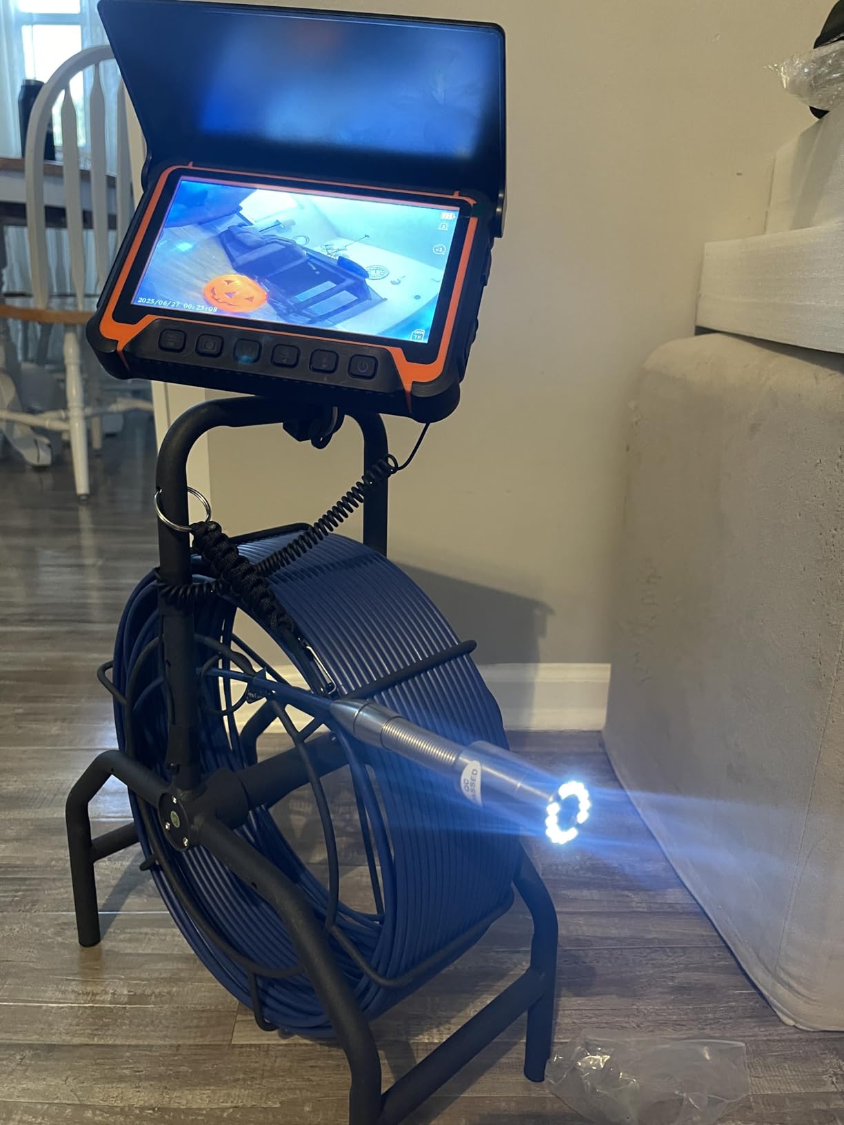 Sewer Camera with Locator, Self Leveling, 165FT/50M, Retractable Handle, 7MM Cable, 9'' IPS Drain Inspection Camera with DVR, IP68 Plumbing Snake with 12 Lights for Home, Duct Pipe Inspection customer photo 2