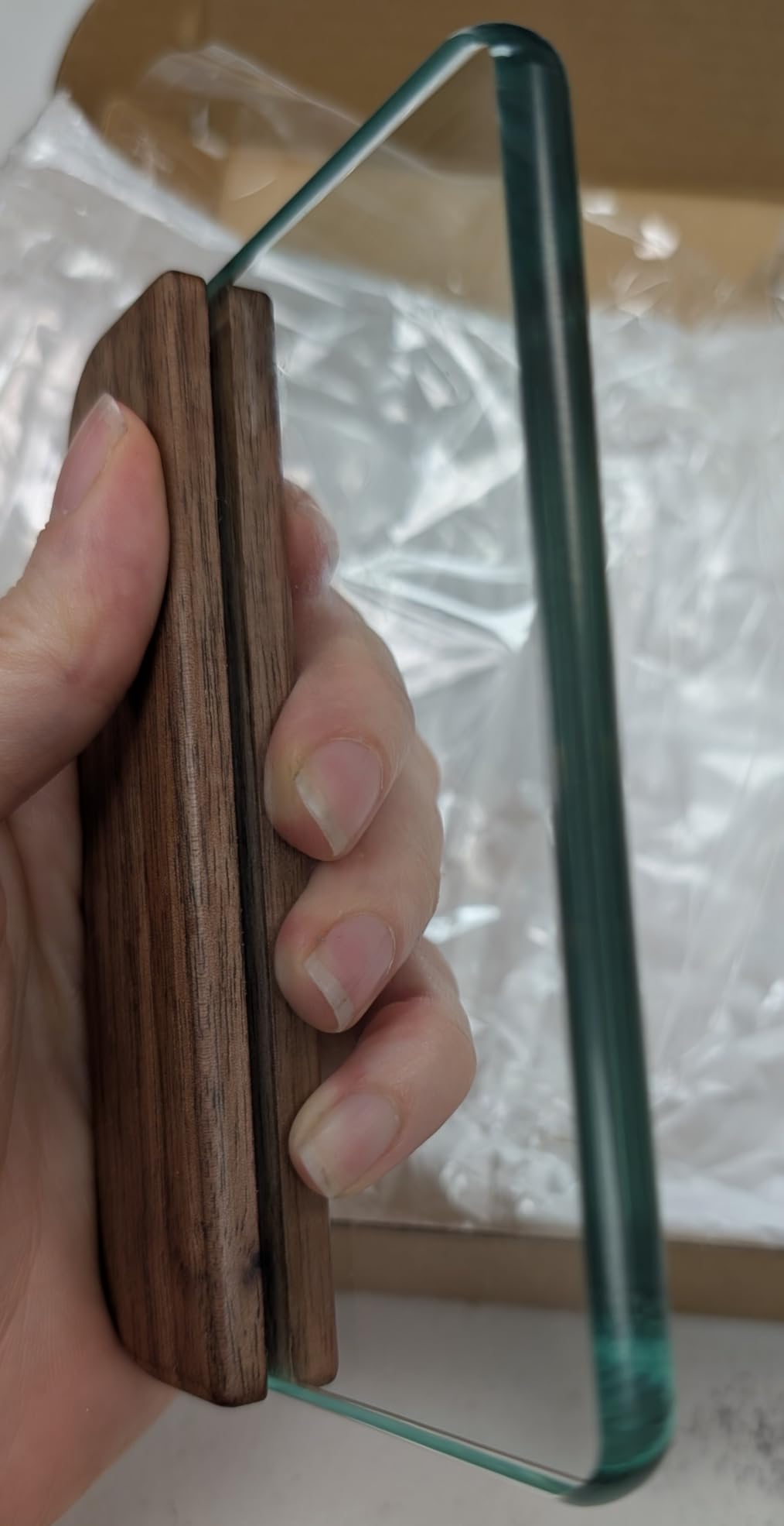 CBHGFEA Glass Slicker for Burnishing Leather with Walnut Handle Glass Leather Edge Burnisher Professional Block Smoothing Tool for Smooth Leather Crafting customer photo 2
