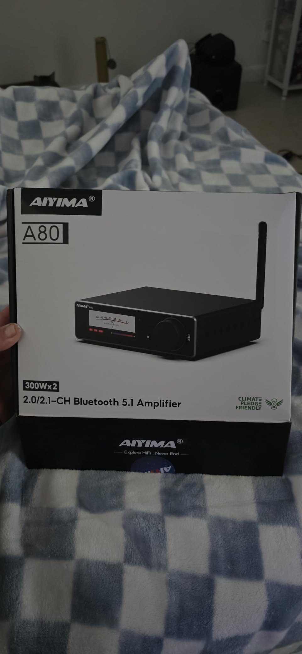 AIYIMA A80 Bluetooth Stereo Amplifier DAC HiFi Home Audio Component TPA3255 with PFFB,2 Channel Hi-Res Class D Power Amp | PC-USB COA Opt Inputs,Digital VU Meter | Pre-Out | TRS Balanced Input customer photo 1