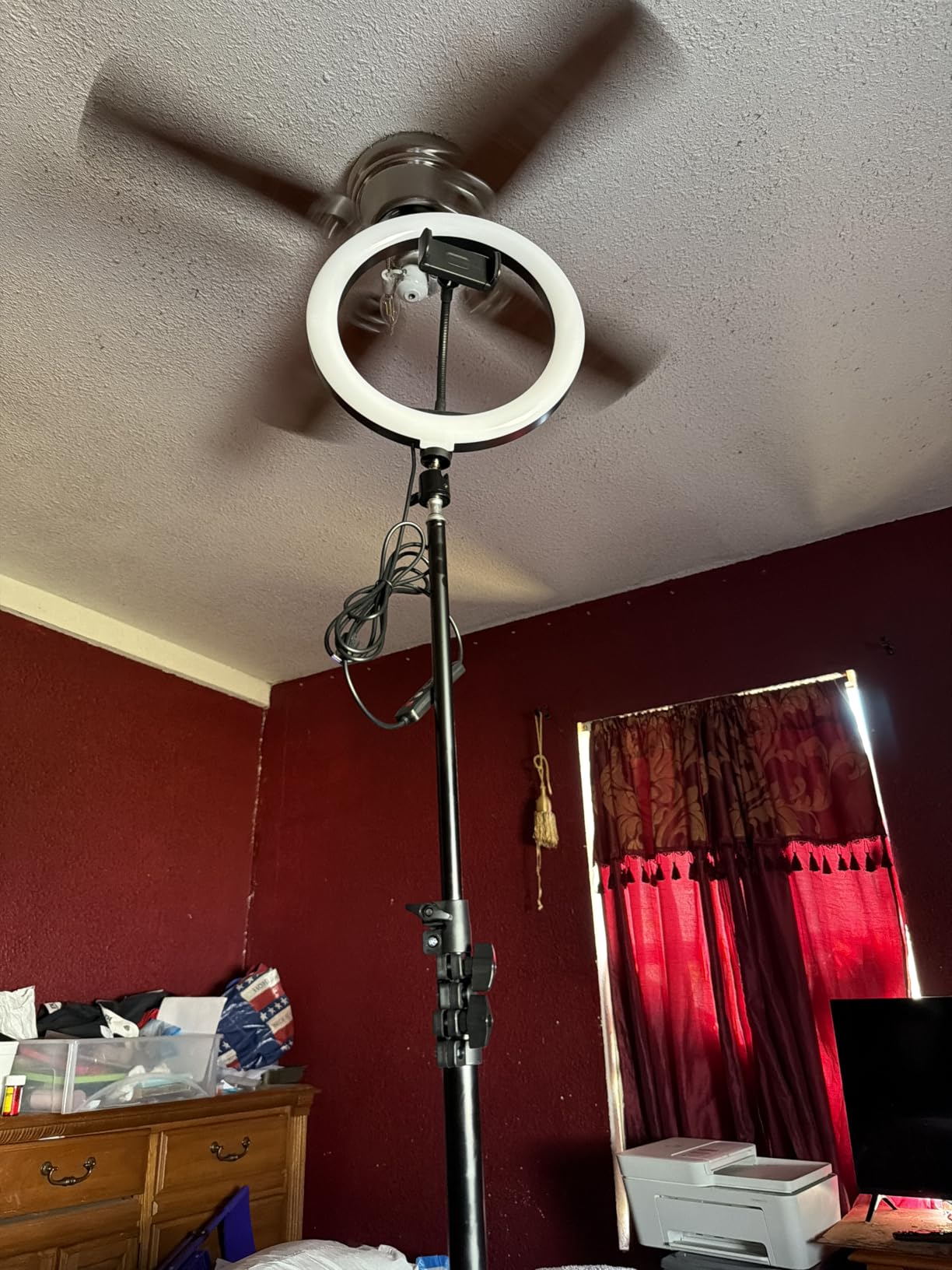 STALLY 13.3'' Ring Light with Stand, Music Mode, 75'' Tall with 3 Phone Holder, 3 CCT Modes & 48 RGB Color Modes, Ring Light Tripod for iPhone with Wireless Remote customer photo 1