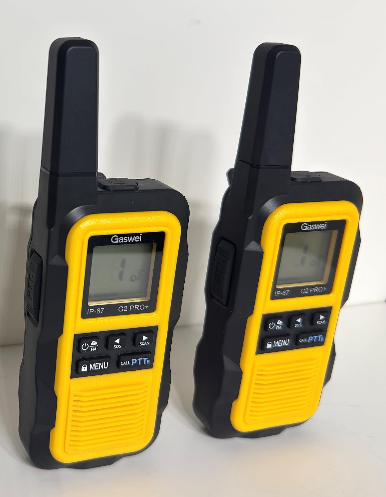 G2pro+ IP67 Waterproof Floating Heavy Duty Walkie Talkies Long Range for Adults FRS Double PTT, FM radio, SOS, NOAA weather Rechargeable Two Way Radios 2 watts (2 Pack - Yellow) customer photo 2