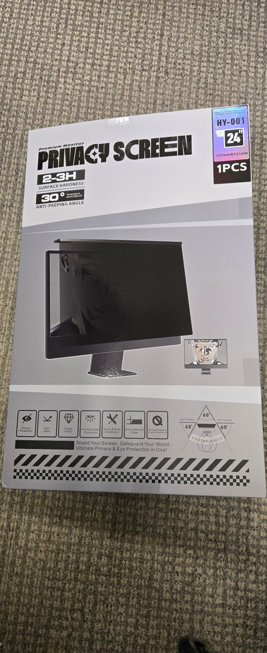 Magnetic Computer Privacy Screen Filter 24 Inch for Frameless Monitor Thin Bezel 16:9 Widescreen, 24in Hanging Removable Anti Glare Blue Light Eye Protection Shield, Anti Spy Protector Panel customer photo 2