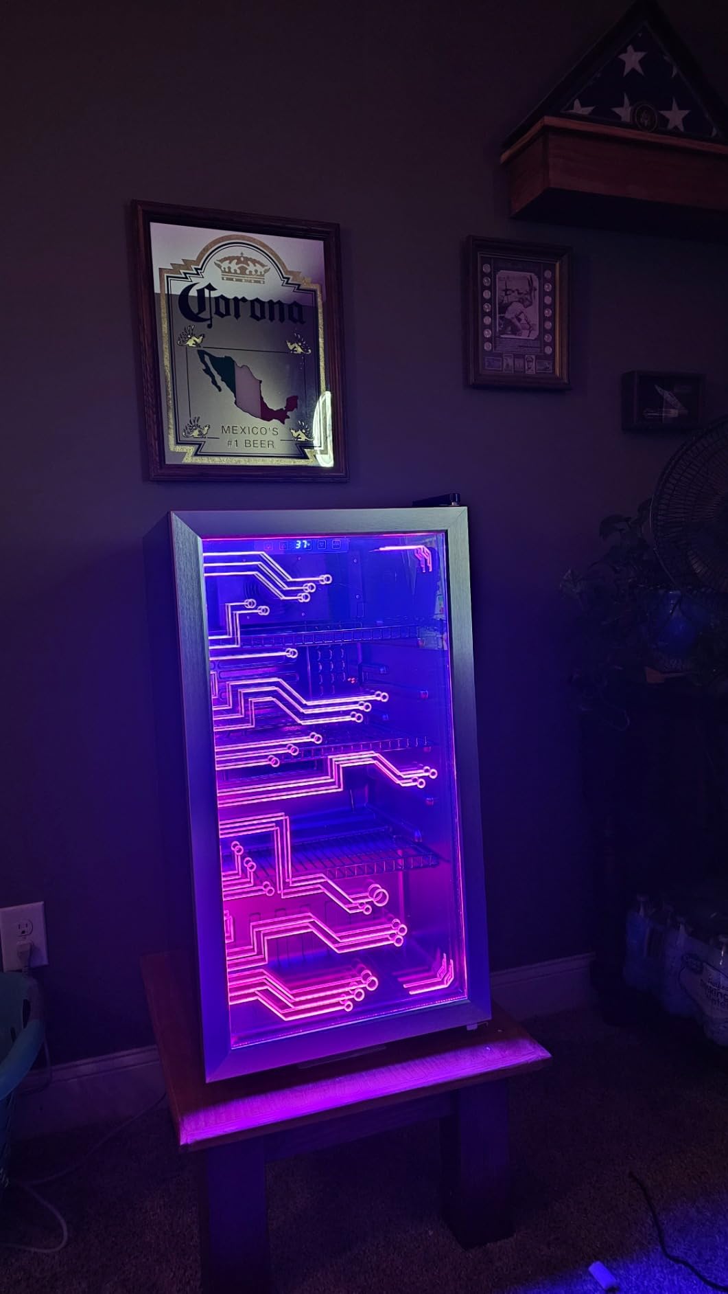 Manastin Gaming Light Up Beverage Refrigerator, LED Lighting Door 120 Cans Freestanding Beverage Fridge, Cyberpunk Beverage Cooler for Gaming Room customer photo 1