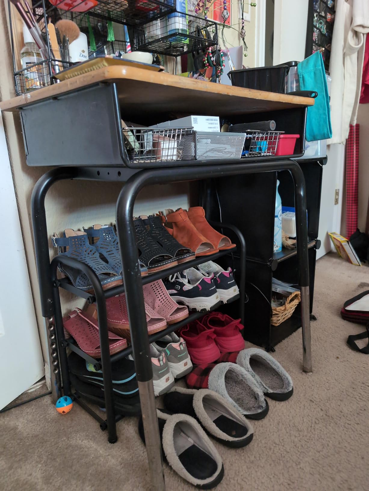ENJOYBASICS Expandable Shoe Rack, 3 Tier Adjustable Shoe Organizer Shelf for Closet, Black Metal Free Standing Shoe Rack Storage for Small Space, Entryway customer photo 1