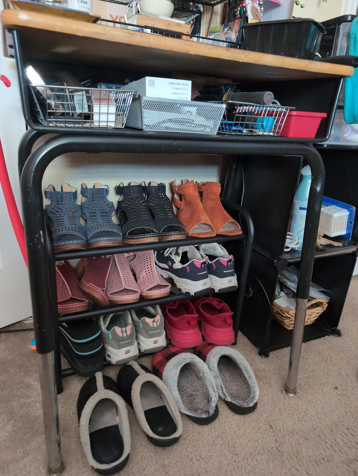 ENJOYBASICS Expandable Shoe Rack, 3 Tier Adjustable Shoe Organizer Shelf for Closet, Black Metal Free Standing Shoe Rack Storage for Small Space, Entryway customer photo 2