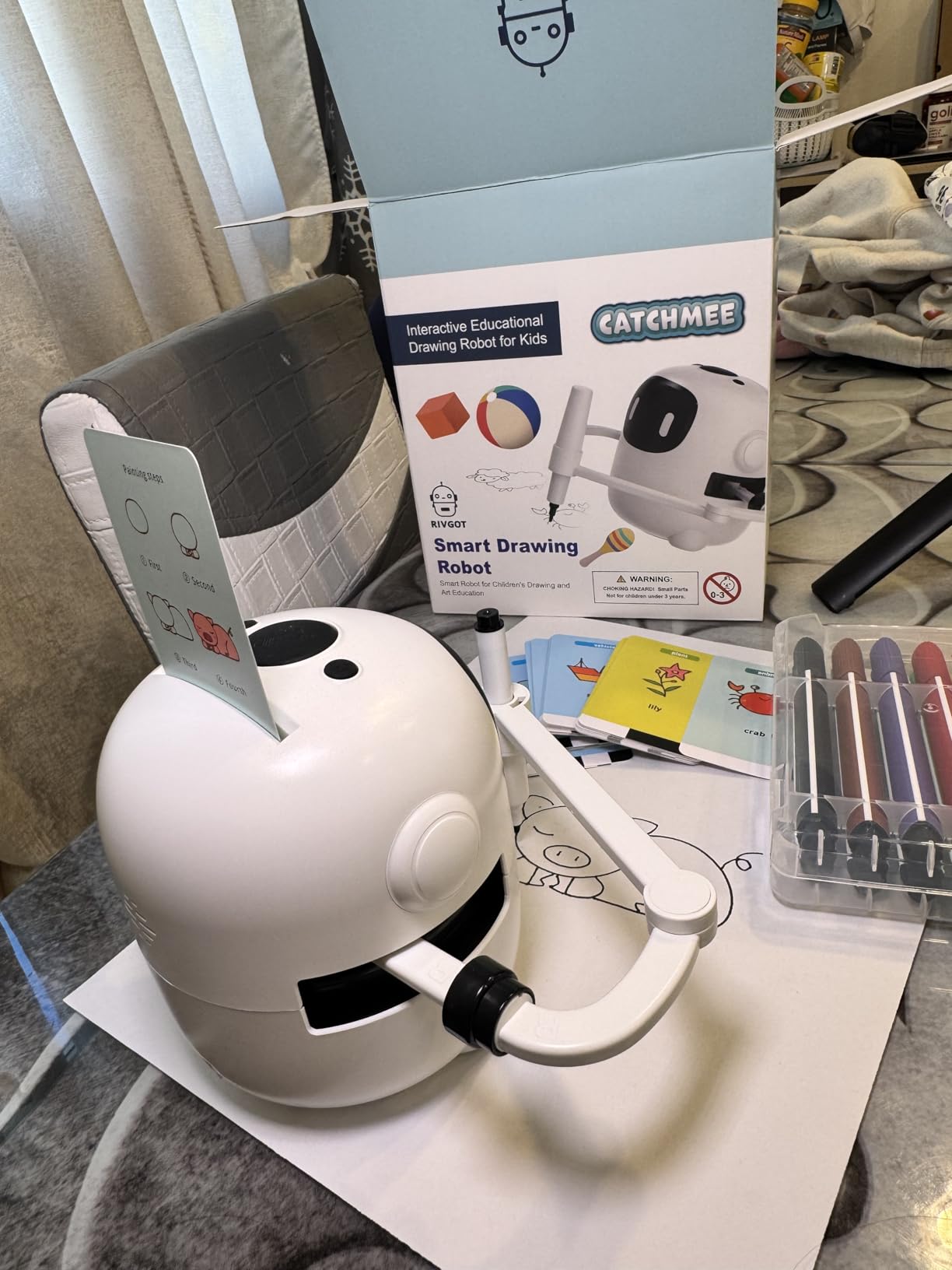 Drawing Robot for Kids with 150 Cards, Voice Interactive Educational Drawing Machine, Montessori Painting Learning Toys for 3 4 5 6 7 8 Year Old Boys Girls Birthday Party customer photo 2