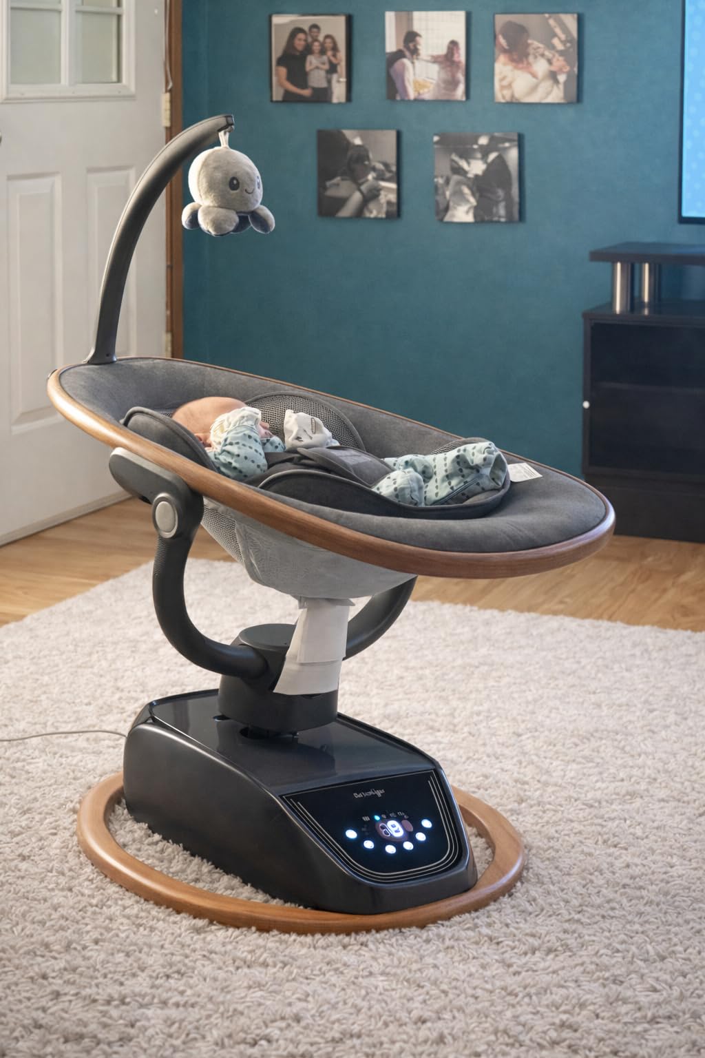 Trimigo Baby Swing for Infant to Toddler, 180° Adjustable 3D Electric Baby Swing, Remote, 5-Modes, 4-Speed, 3-Seat Height, 8 Melody, Newborn Swing, Infant Swing for Babies 0-12 Month (Girl and Boy) customer photo 1
