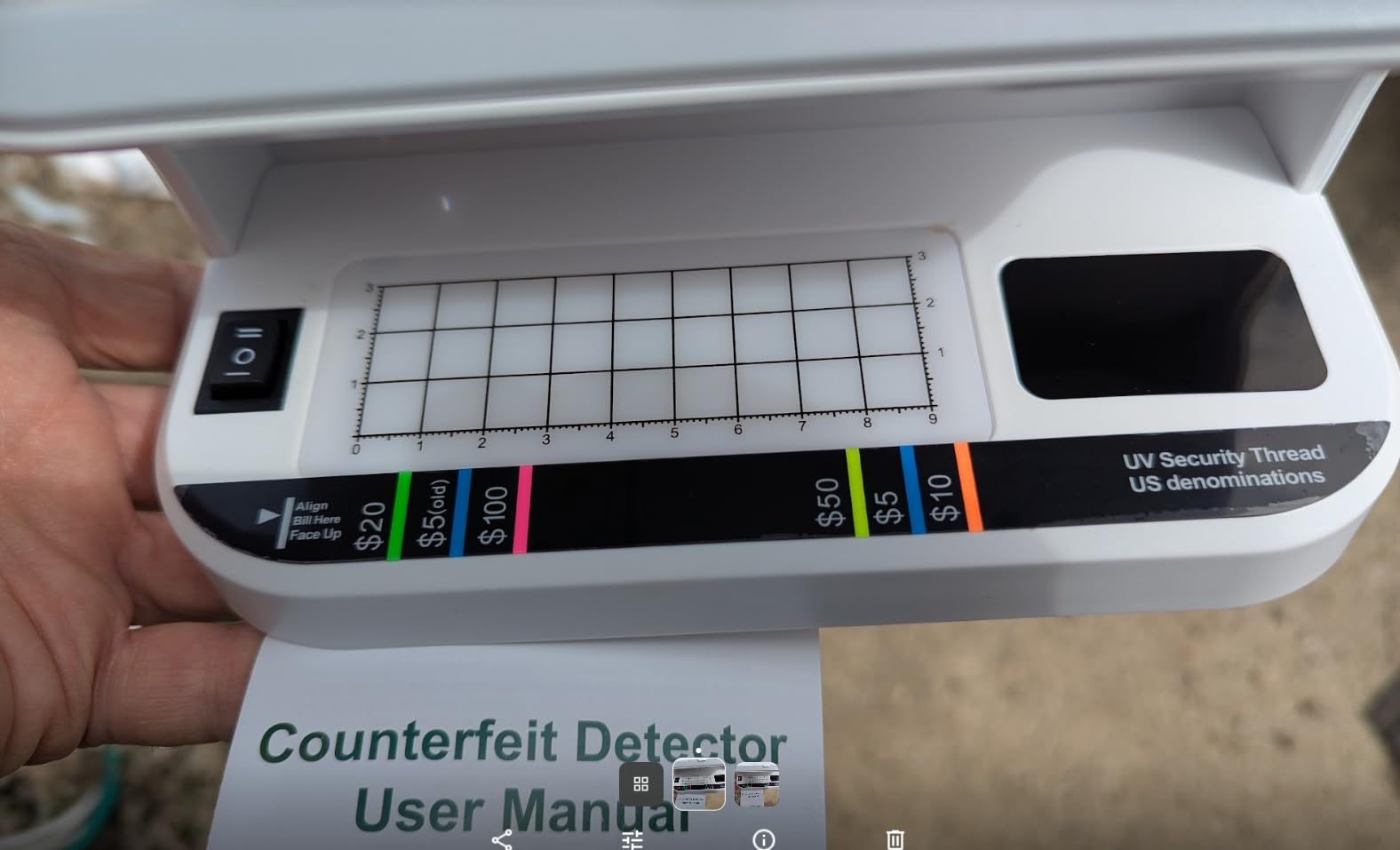 Portable Counterfeit Bill Detector with 8X Magnifying, 2 LED UV Light, Large Watermark Area for Money, IDs and Credit Cards customer photo 2