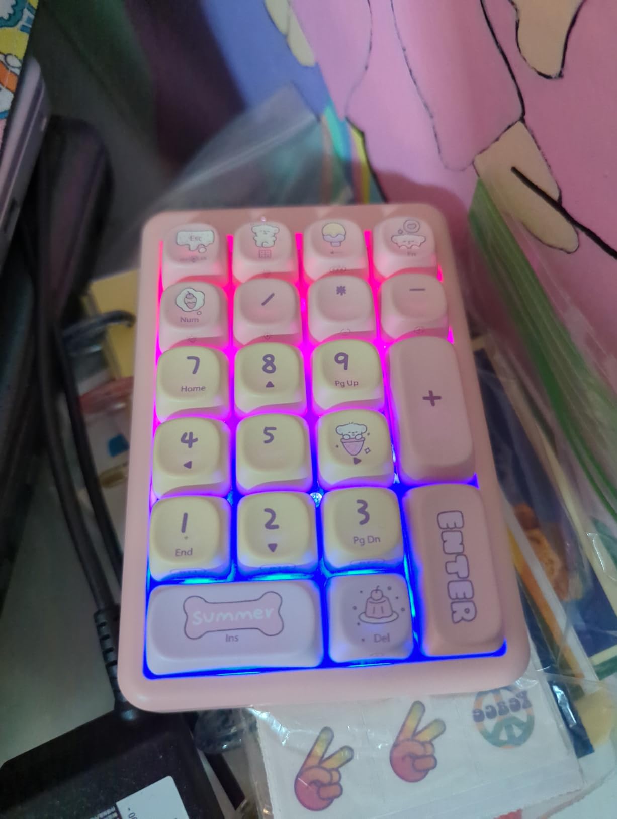 NumberPad, 21Keys HotSwappable Numpad, Bluetooth5.0/2.4G/Type-C Wireless Numeric Keypad, Rechargeable Number keypad, RGB Gasket Structure Mechanical Keyboard with PBT Keycap for PC Laptop customer photo 1