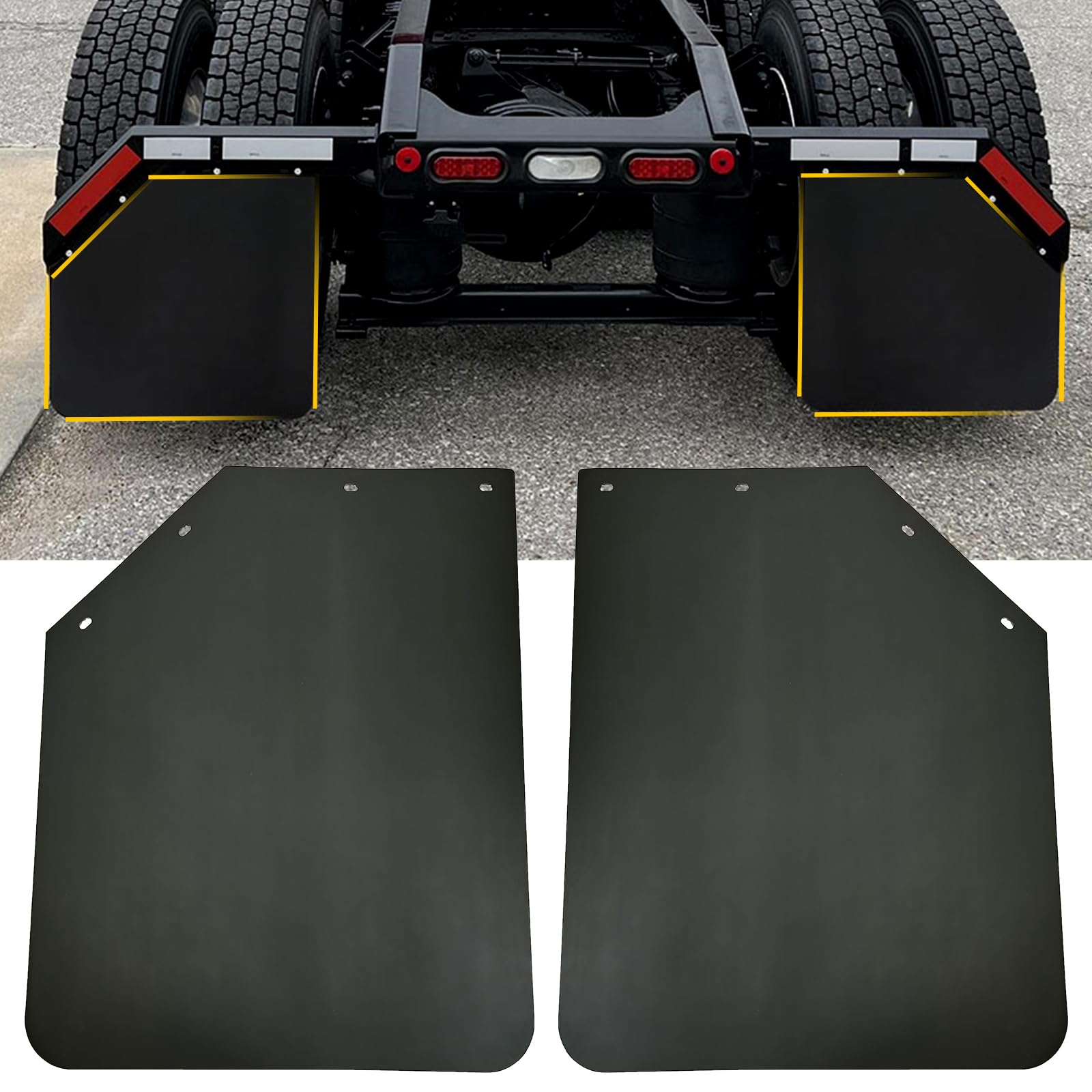 2 Pack 24 x 30 inch Black Polymer Mud Flaps Angled Fit for Semi Trucks Trailers customer photo 1