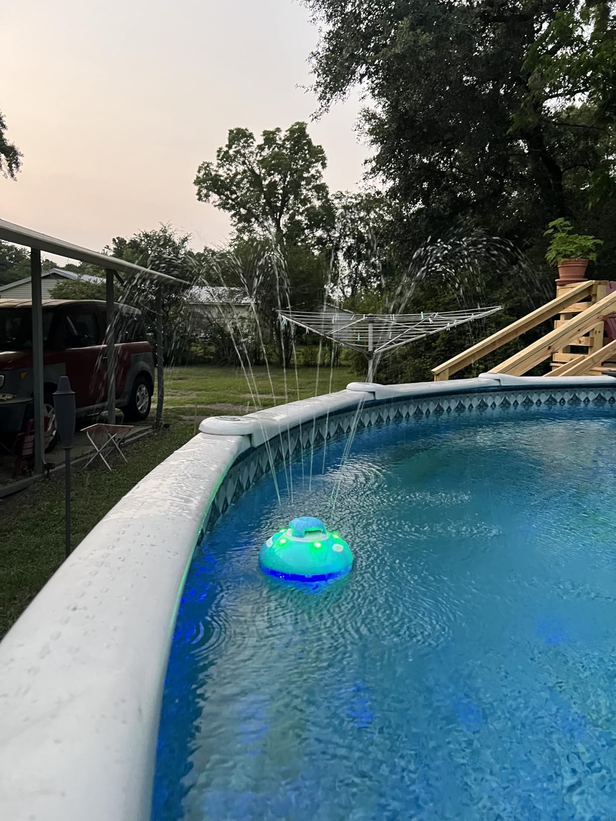 Blufree Bluetooth Pool Speaker w/Colorful Pool Fountain Light, 3 in 1 Floating Pool Speaker Loud Sound, IP68 Waterproof Floating Hot Tub Speakers, Bluetooth 5.4, 24H Playtime Pool Wireless Speakers customer photo 1