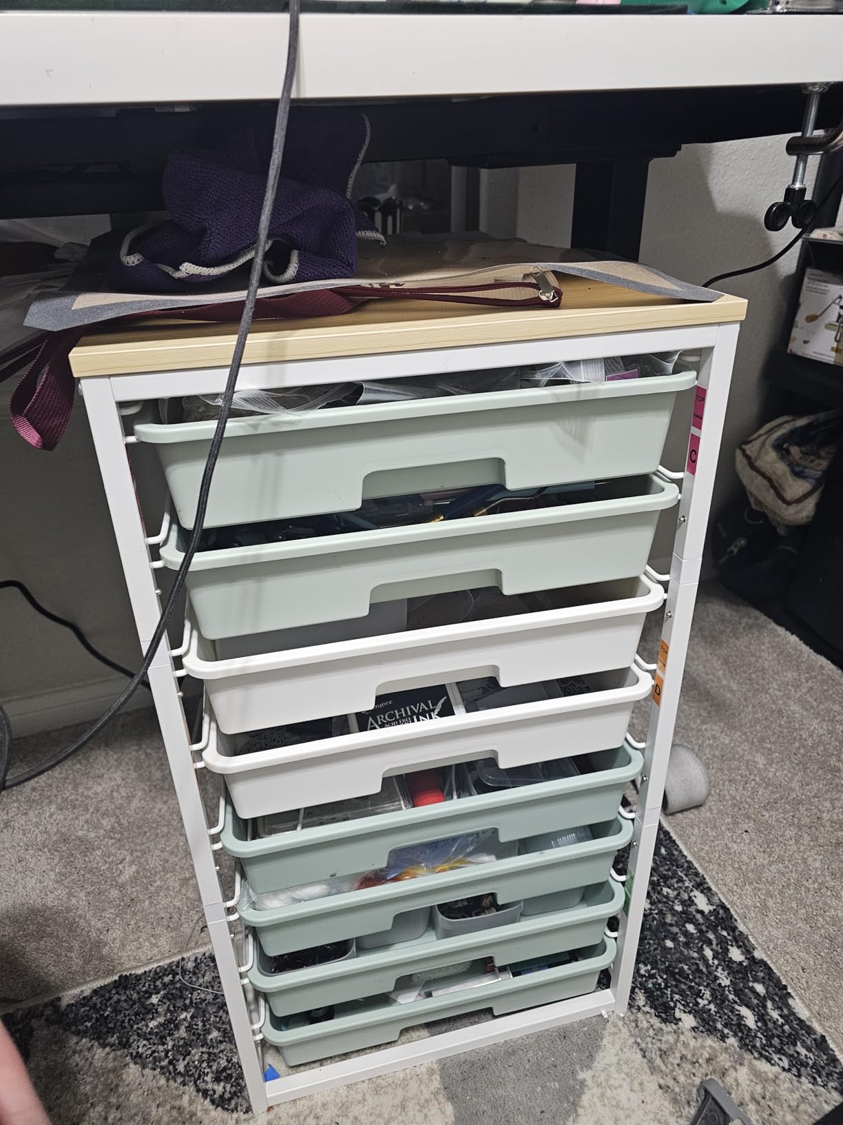 Rolling Storage Utility Cart Organizers with 8 Drawers and Wooden Tabletop for Living Room, Office, Classroom, Craft Room customer photo 2