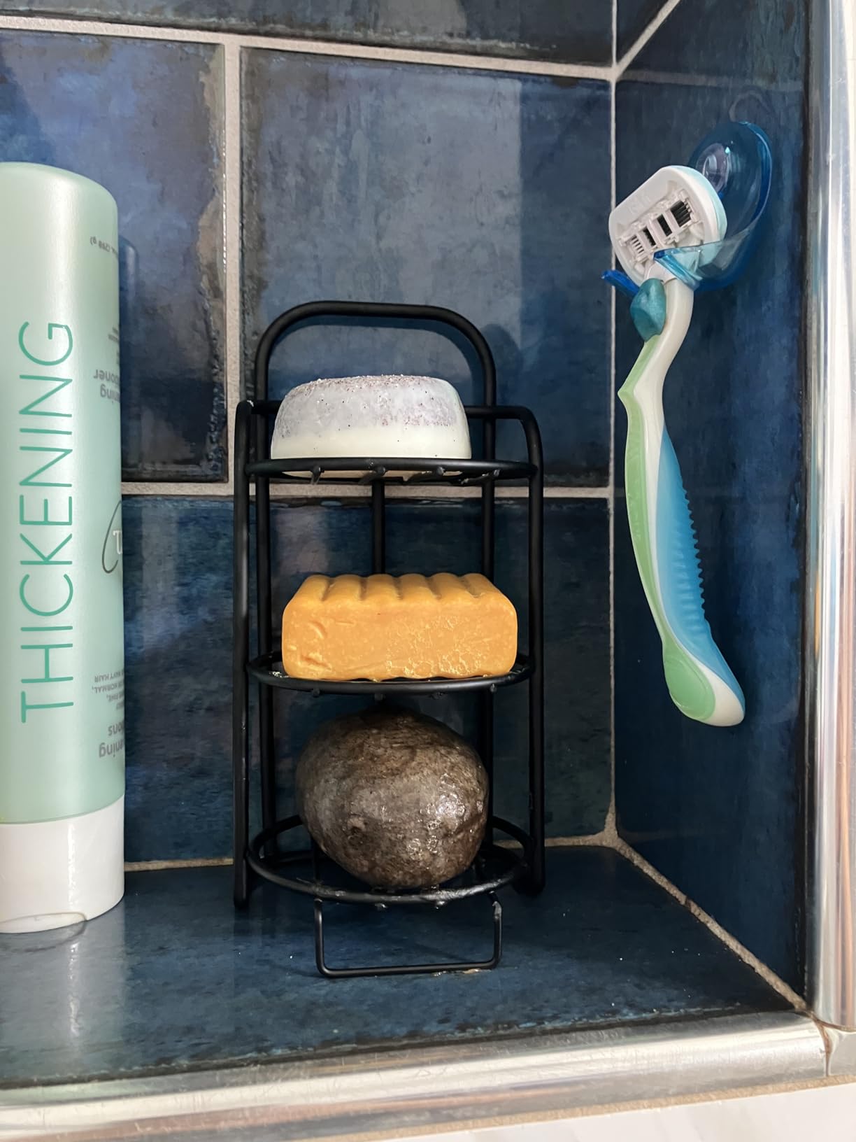 3-Tier Shower Soap Shampoo Bar Holder, Self Adhesive & Freestanding Draining Bathroom Soap Dish Caddy for Bathroom Wall customer photo 1