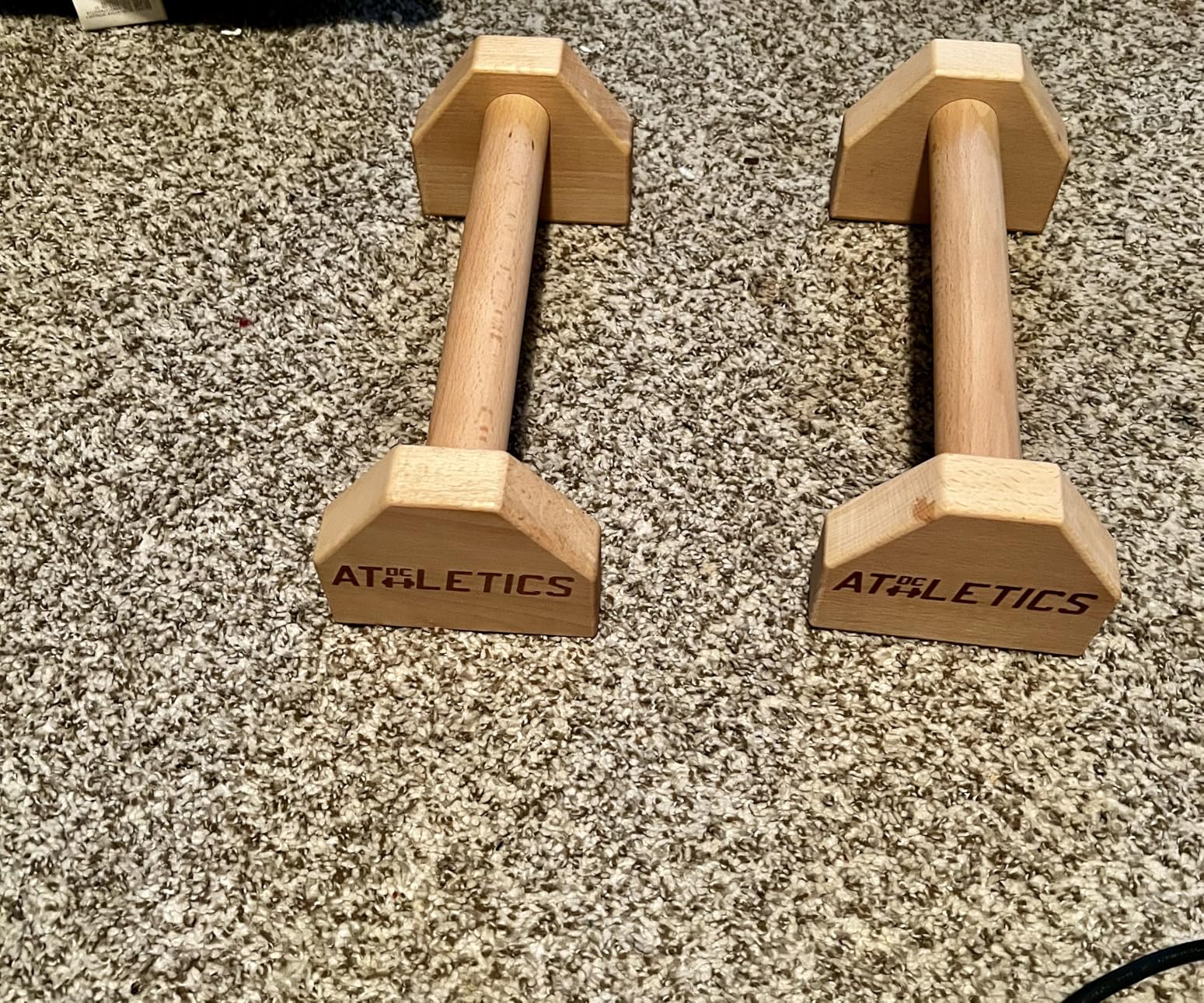 DC ATHLETICS Push Up Bars - Parallettes with Anti-Slip Pads & Rock-Solid Base - Joint-Friendly Basebar -FSC-Certified Beech Wood - Calisthenics, Handstand & Planche Training customer photo 1