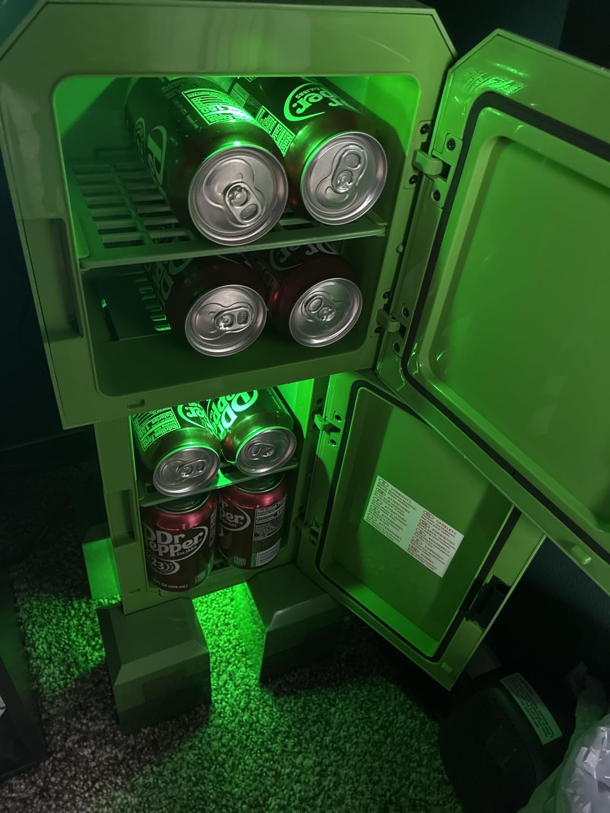 Ukonic Minecraft Legends Creeper Mini Fridge 8L - Holds 12 Cans, LED Lights, AC/DC Thermoelectric Cooler, Compact for Gaming Room customer photo 2