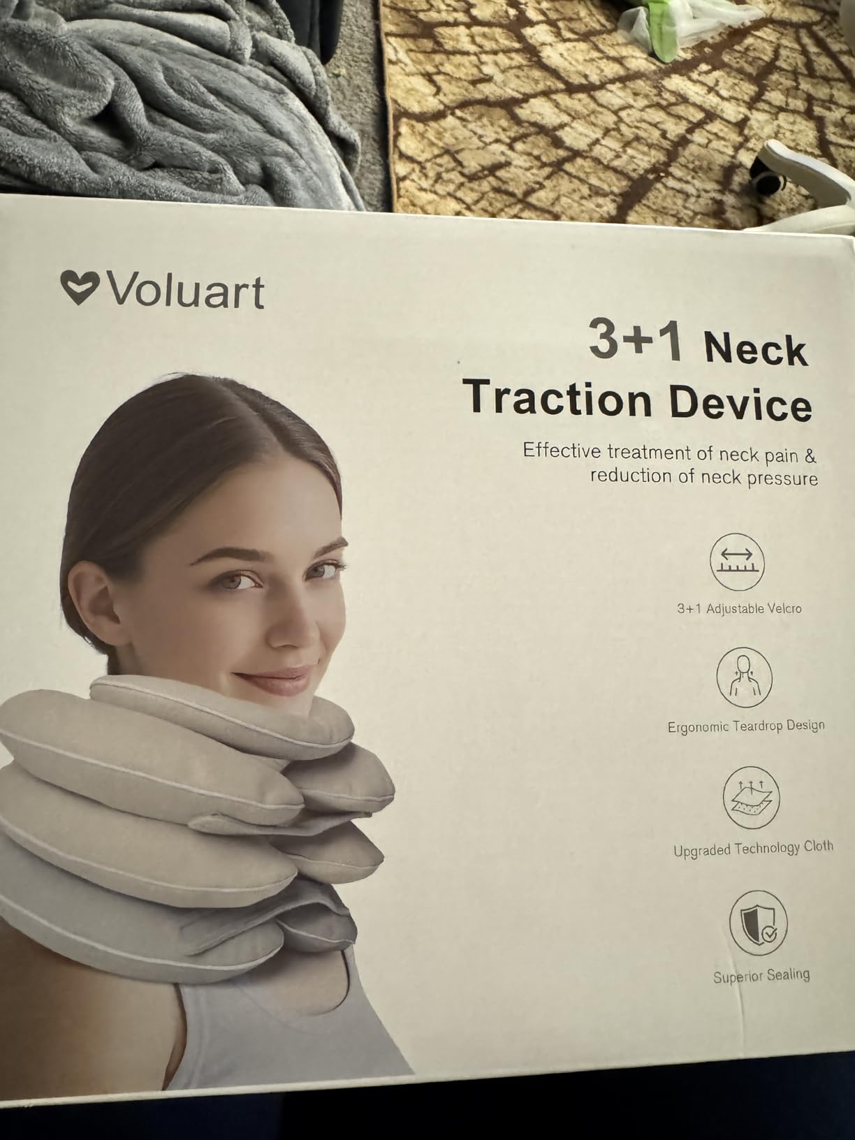 Neck Stretcher with Brace - Inflatable Cervical Traction Device for Neck Pain Relief, Adjustable Neck Support Pillow and Decompression Tool with 3+1 Chin Rest, Portable for Home, Office & Travel Use customer photo 2
