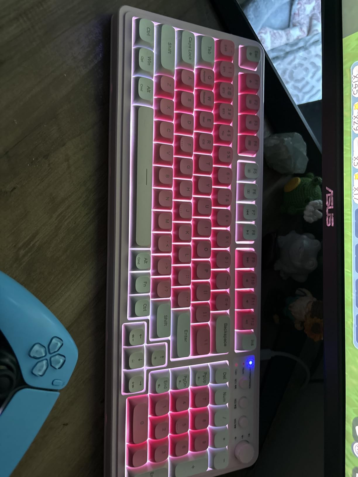 AULA S99 Gaming Keyboard, Wireless Computer Keyboards, Tri-Mode Bluetooth/2.4GHz/USB-C Custom Creamy Keyboard with Number Pad, RGB Backlit Media Knob Cute Programmable Keyboard for PC Gamer - Green customer photo 2