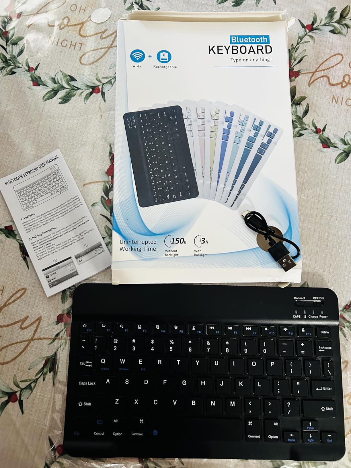 Backlit Bluetooth keyboard for Phone, Tablet, iPad Air, Pro, Mini, A16, M2, M3, Galaxy, ChromeBook, MackBook, Wireless Travel Keyboard for Computers - Rechargable, Lightweight, Slim, Easy to Carry customer photo 2