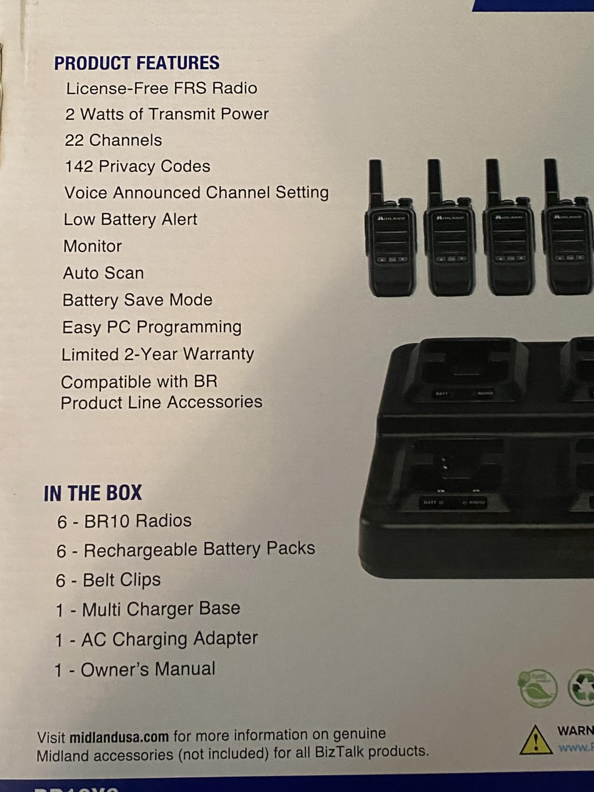 Midland BR10 Heavy-Duty Business Walkie Talkies - 2-Watt Long Range Two-Way Radios, FRS License-Free, Rechargeable Battery, Portable Handhelds for Job Sites & Manufacturing (2-Pack) customer photo 1