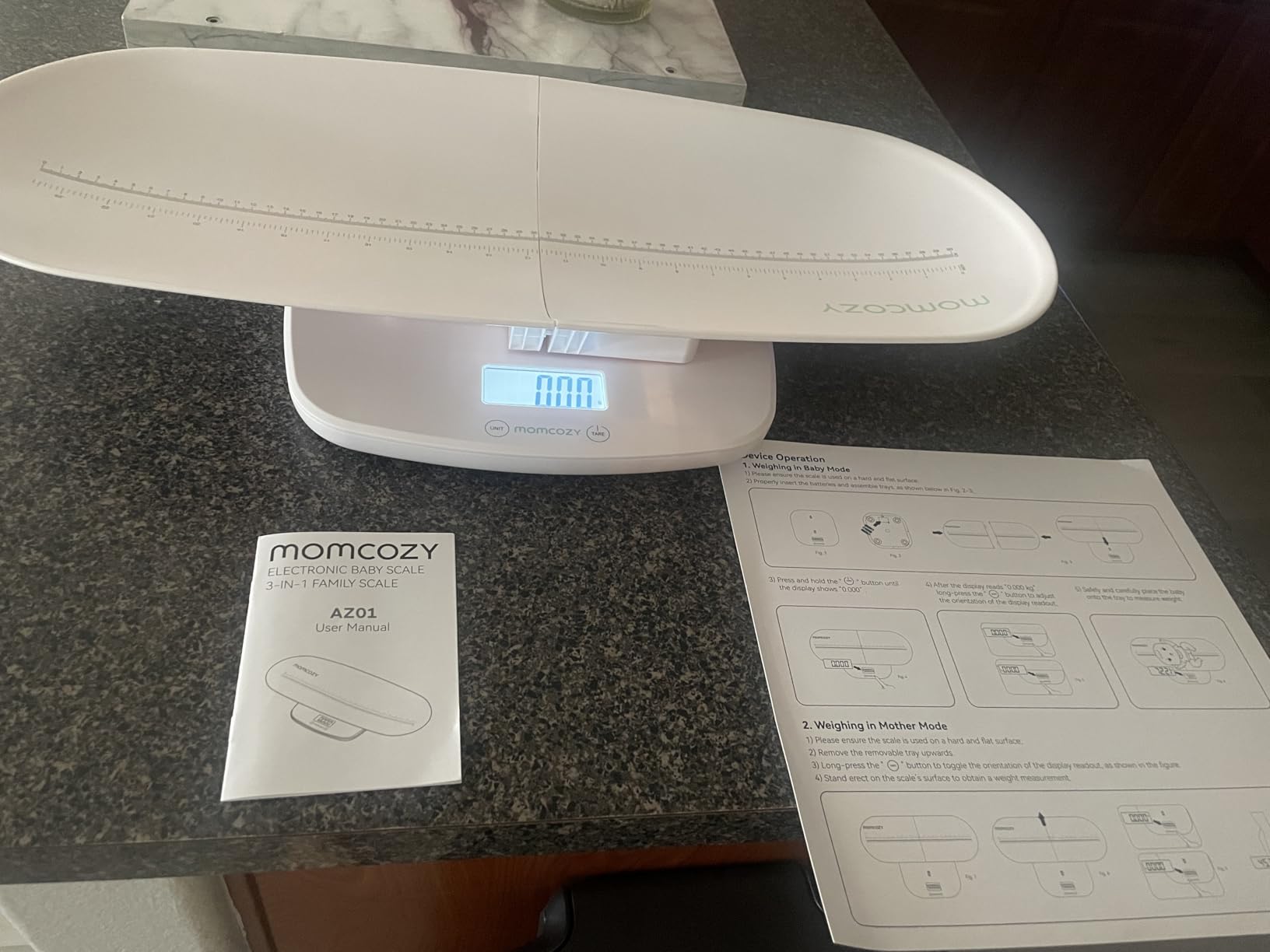 Momcozy Baby Scale, Multi-Function Scale for Body Weight and Height Measurement, Weighted Feeds, with Curved Removable Tray customer photo 2