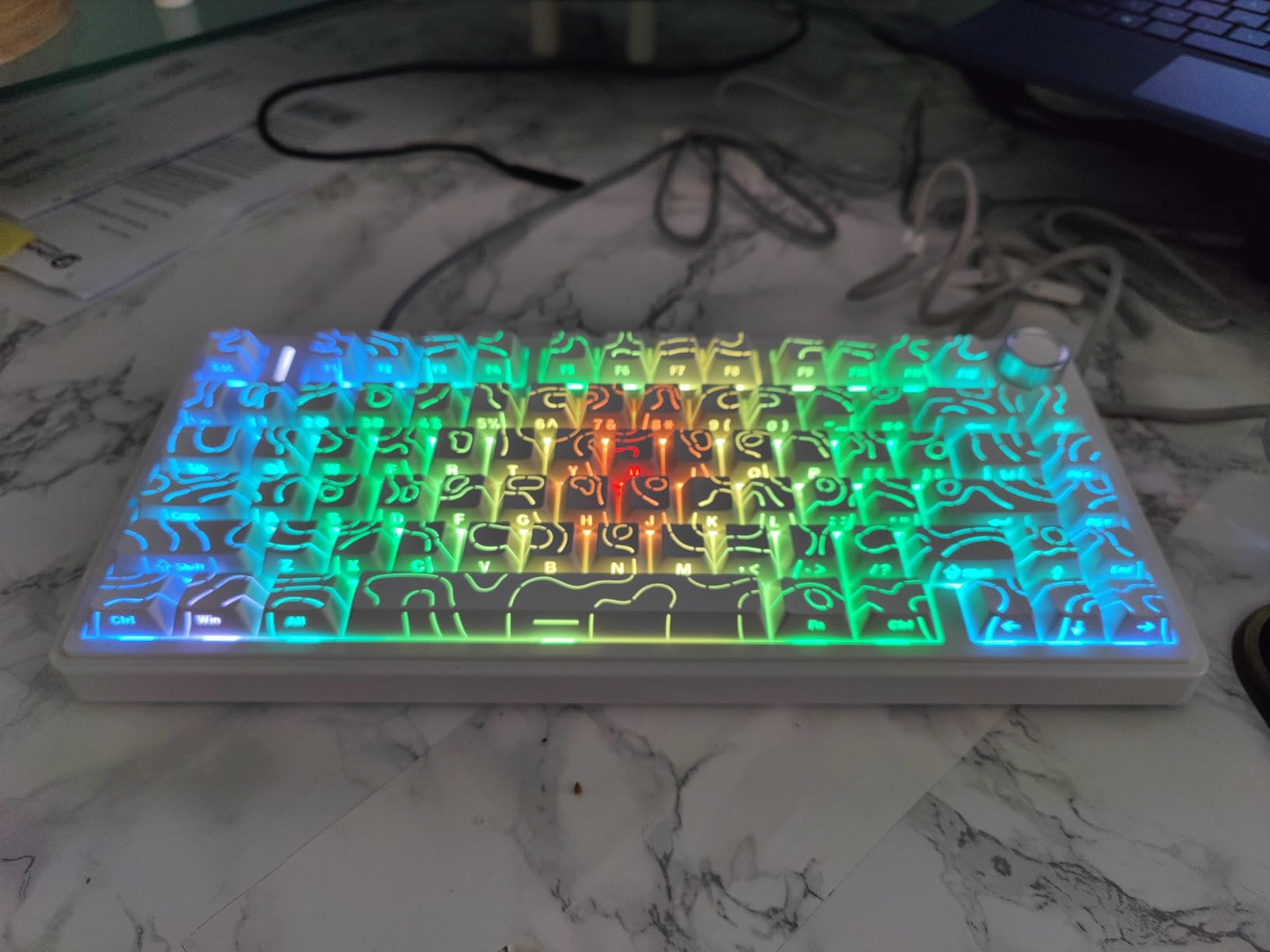 AULA F75 Pro Wireless Mechanical Keyboard with Knob, 75% Hot Swappable Custom Gaming Keyboards, RGB Backlit, Pre-lubed Switches, Side Printed PBT Keycaps Creamy Sounding Computer Keyboard, Line White customer photo 2