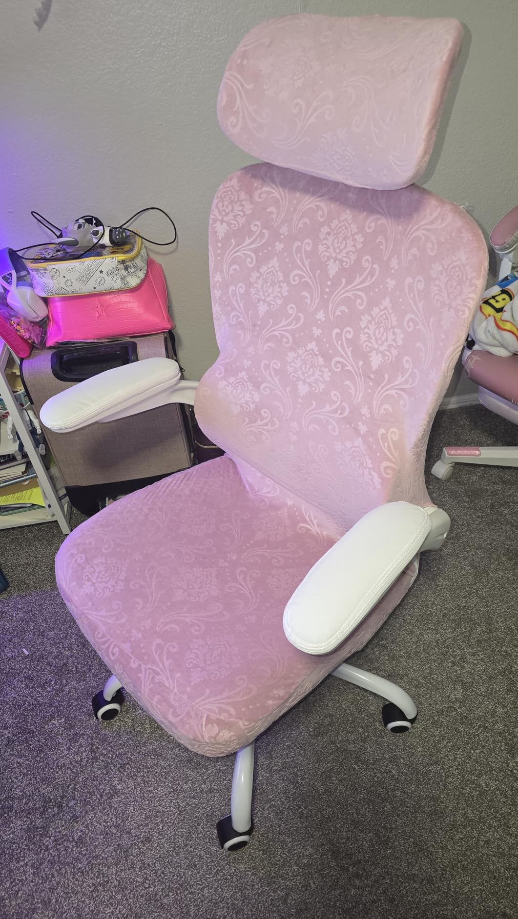 TRALT Ergonomic Office Chair - Desk Chair with Adjustable Headrest Lumbar Support Computer Chair - Mesh Comfy Chair with Flip-up Armrests - Gaming Chairs for Adults Home Office (Leather, White) customer photo 1