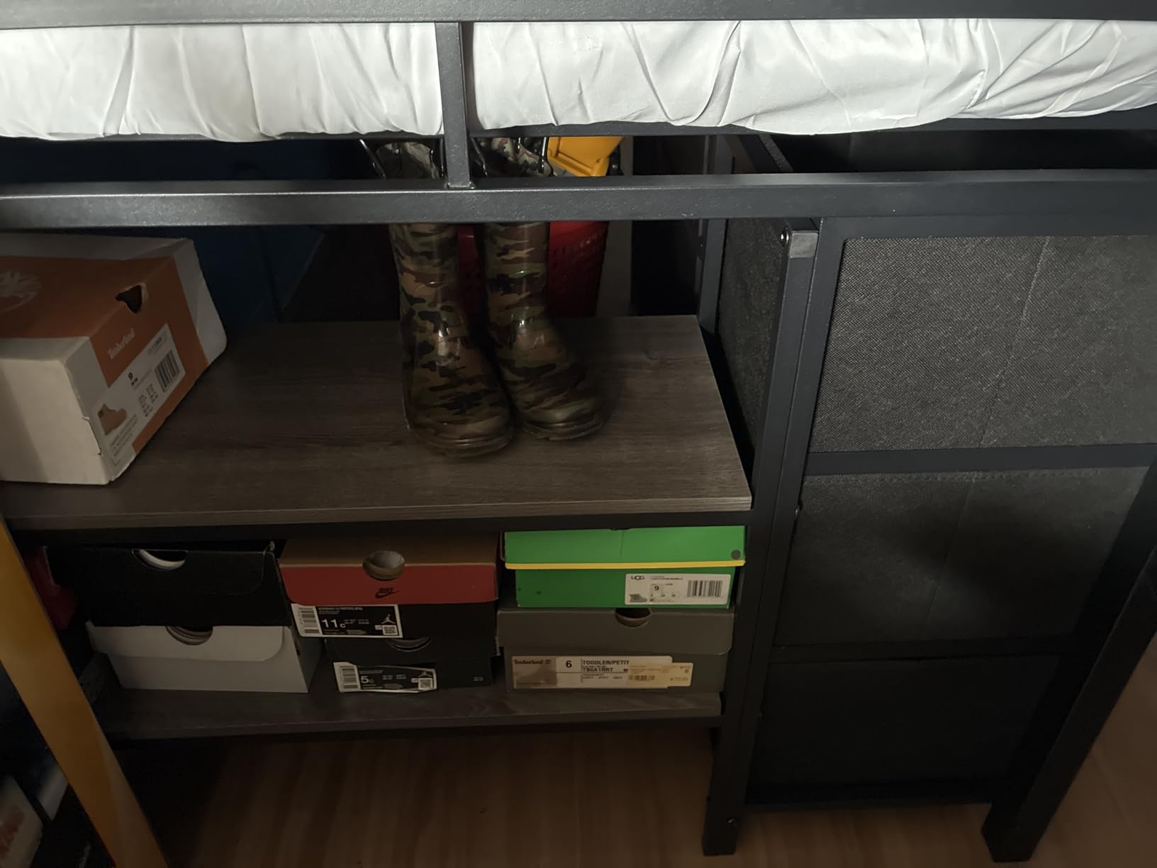 BTHFST Twin Loft Bed for Kids, Low Loft Bed Twin Size with 9 Storage Dresser, LED Lights, 2 Storage Shelves & Stairs, Metal White Bed with Safety Guardrail for Young Teens, Space Saving, White customer photo 2