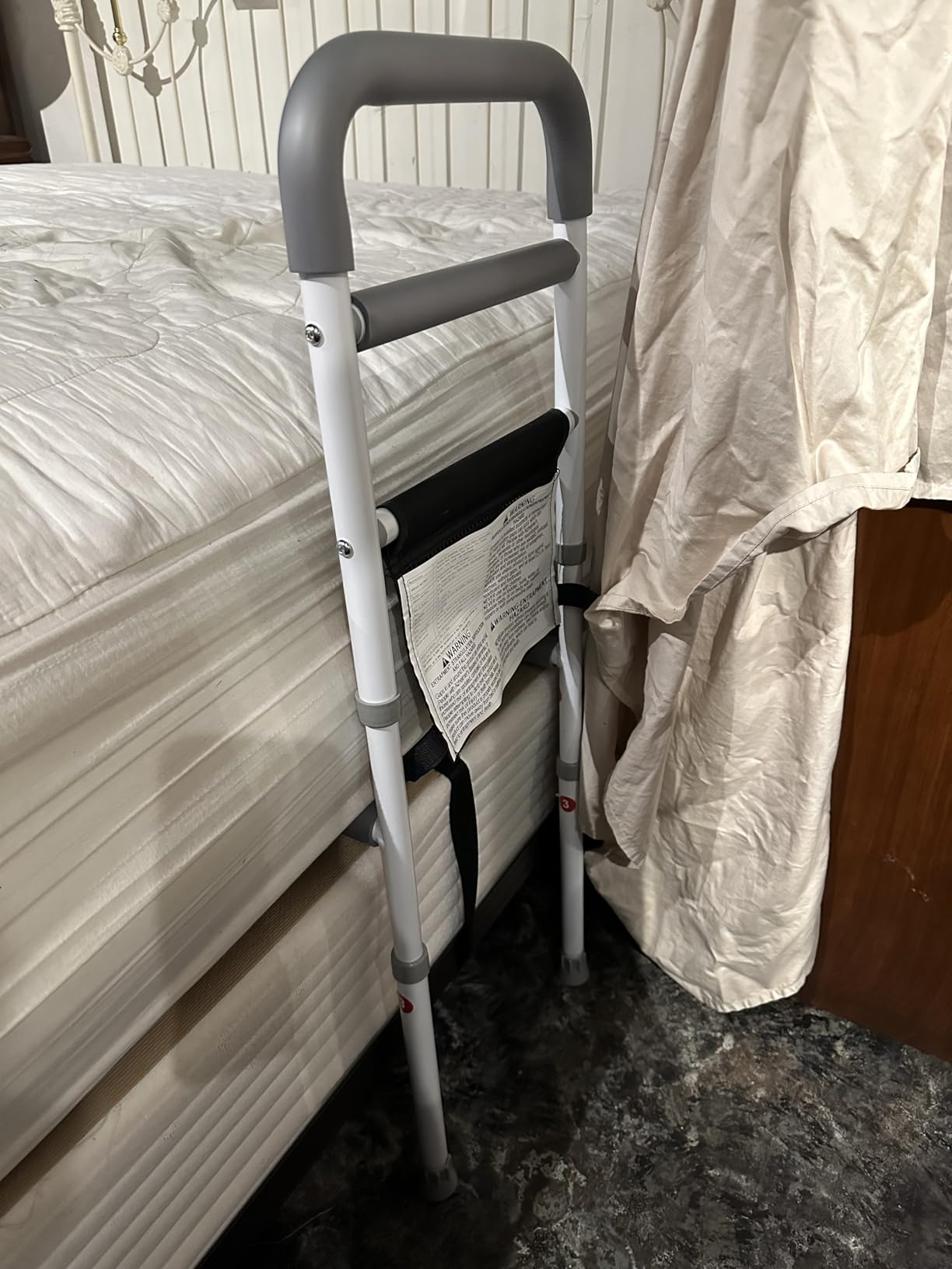 Bed Rails for Elderly Adults Safety - Adjustable Bed Assist Rail for Seniors Fall Prevention with Support Leg, Bedside Grab Bar Cane with Storage Pocket, Fits King, Queen, Full, Twin Bed customer photo 2