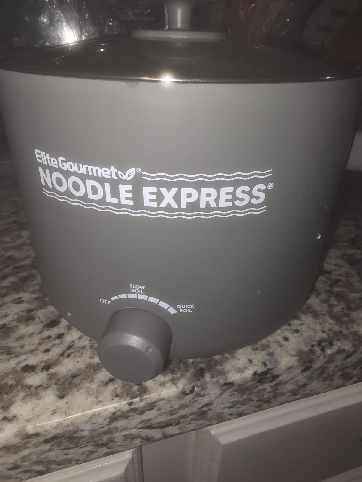 Elite Gourmet NOODLE EXPRESS™ Hot Pot, Prepare Ramen, Rice, Soups, Stews, Boil Water, Stainless-Steel Interior, Glass Lid, High/Low/Off Settings, Grey customer photo 2
