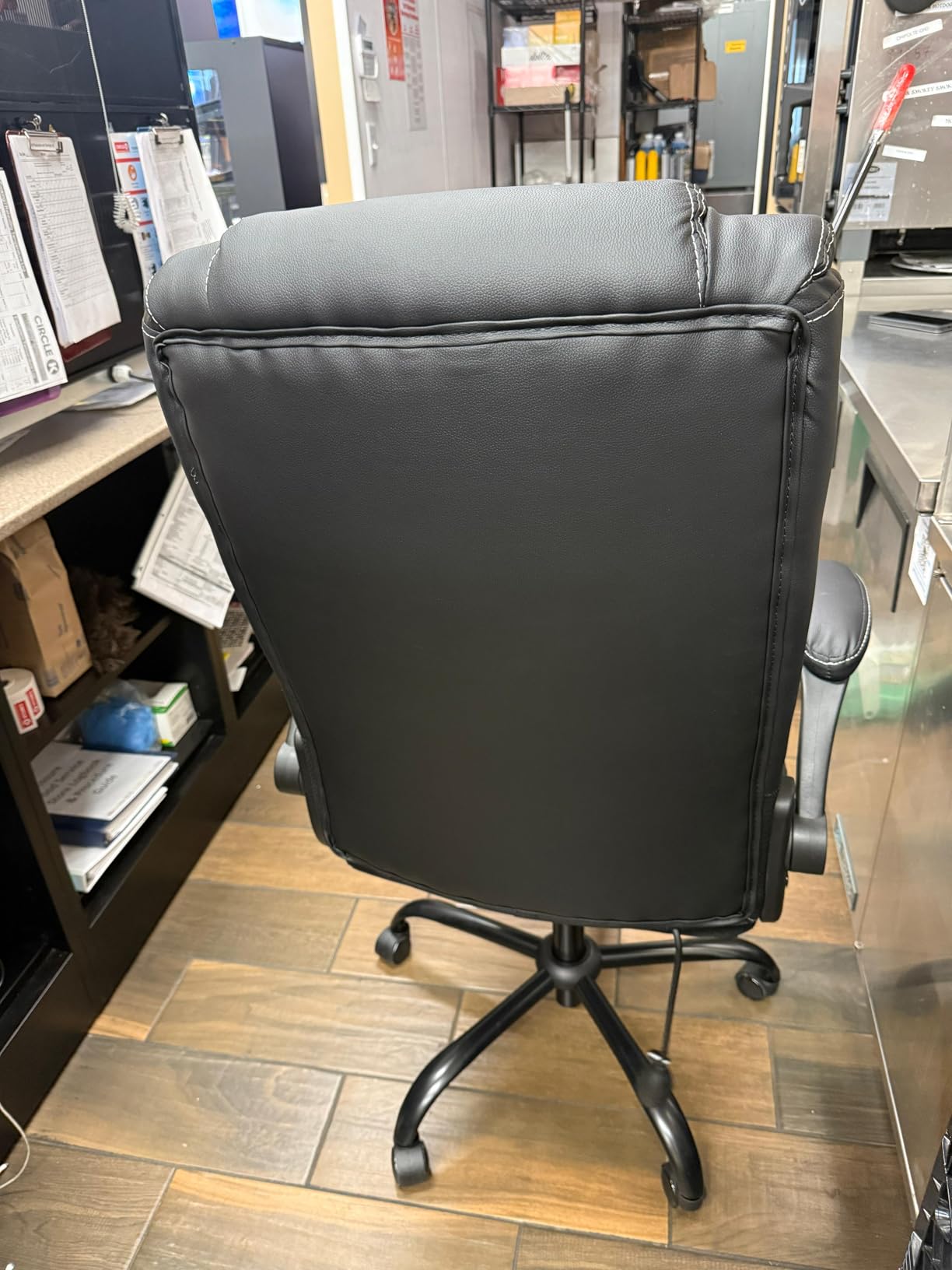 BESTFAIR Ergonomic Office Chair - Desk Computer Chair, Leather High Back Executive Chairs with Adjustable Lumbar Support & Flip Up Arms, Rocking, Black customer photo 1